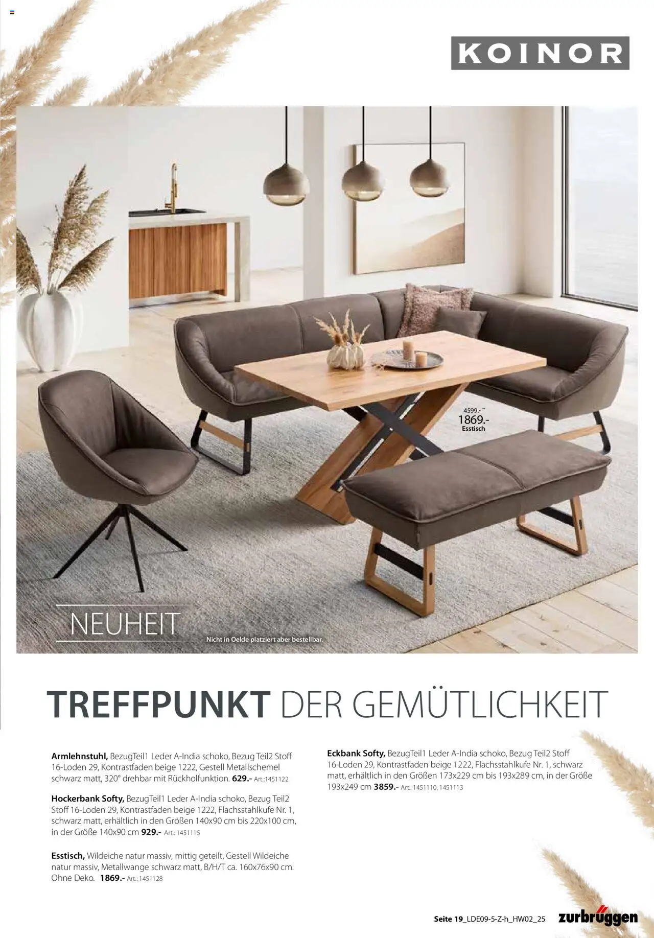 Zurbrüggen Hochwert – gültig ab 08.09.2025 | Seite: 31 | Produkte: Esstisch, Eckbank