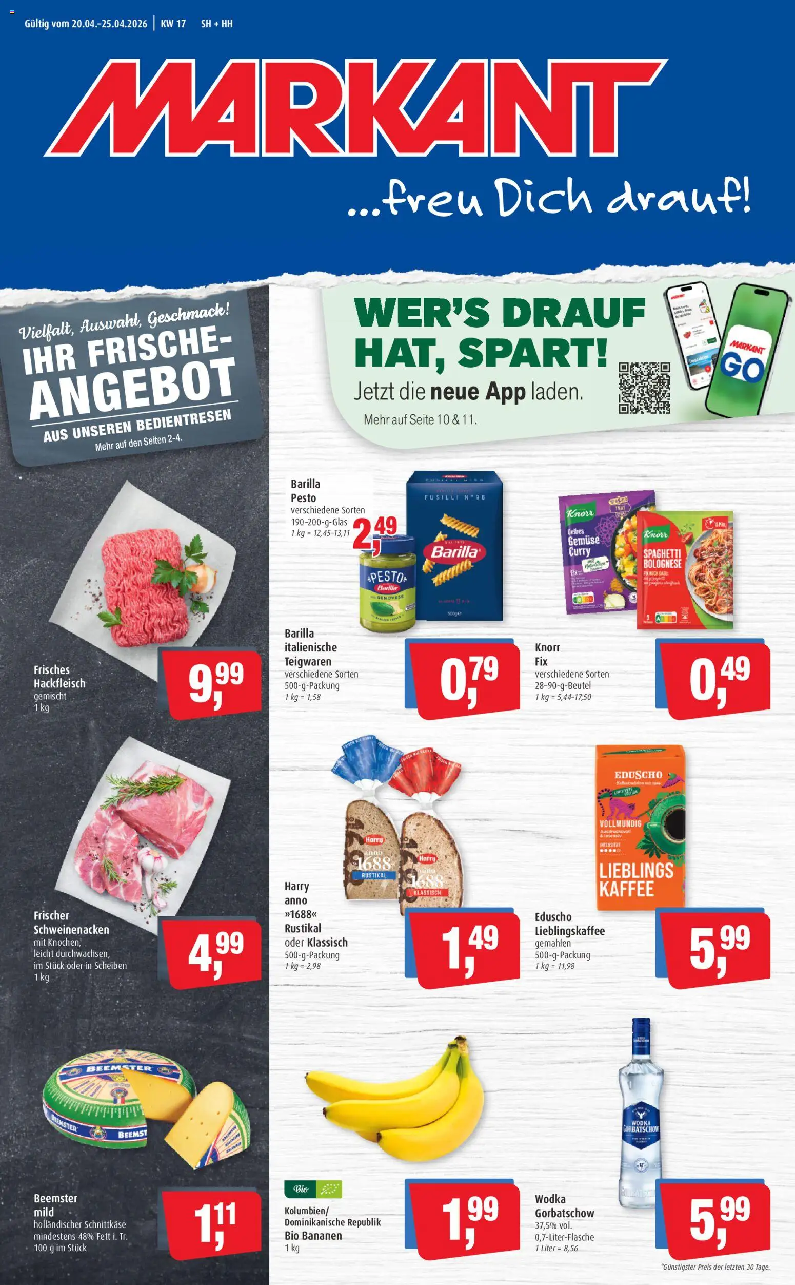 Markant Prospekt 	 – gültig ab 20.04.2026 | Seite: 1 | Produkte: Kaffee, Bananen, Eduscho, Hackfleisch