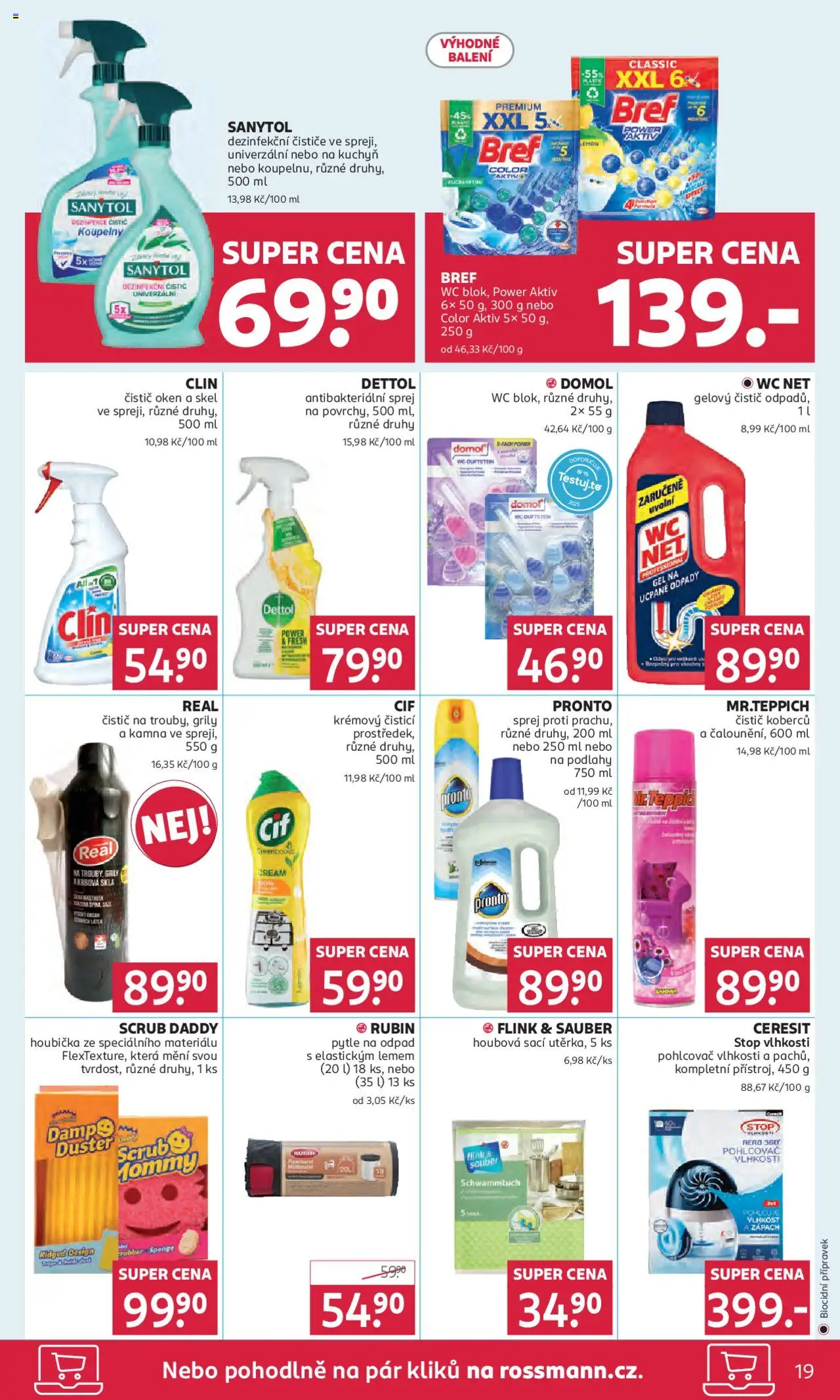Rossmann leták od 08.10.2025 | Strana: 19 | Produkty: Houbička, Ceresit Stop vlhkosti, Dettol, Sanytol