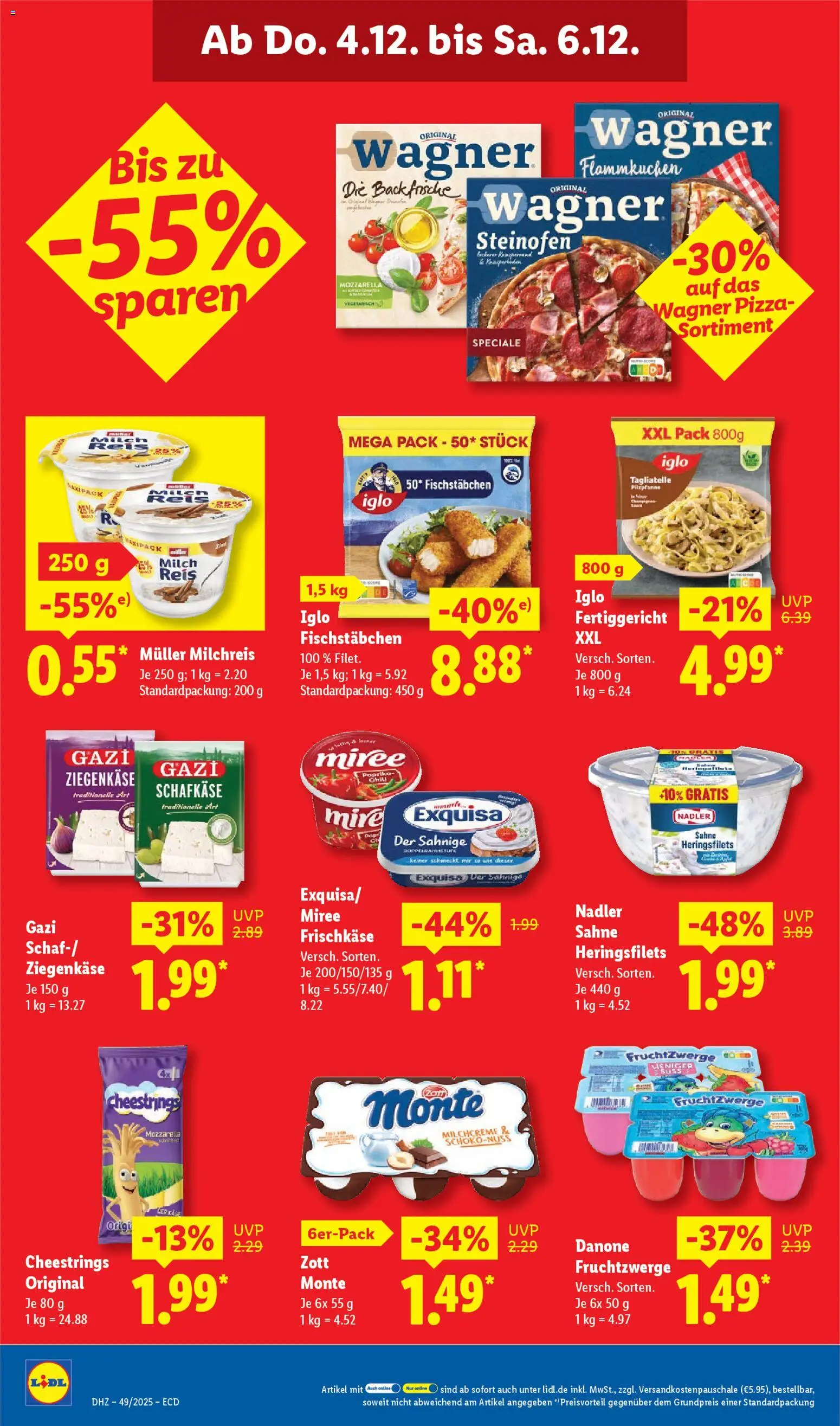 Lidl - Prospekt – gültig ab 01.12.2025 | Seite: 64 | Produkte: Milch, Iglo, Fischstabchen, Pizza