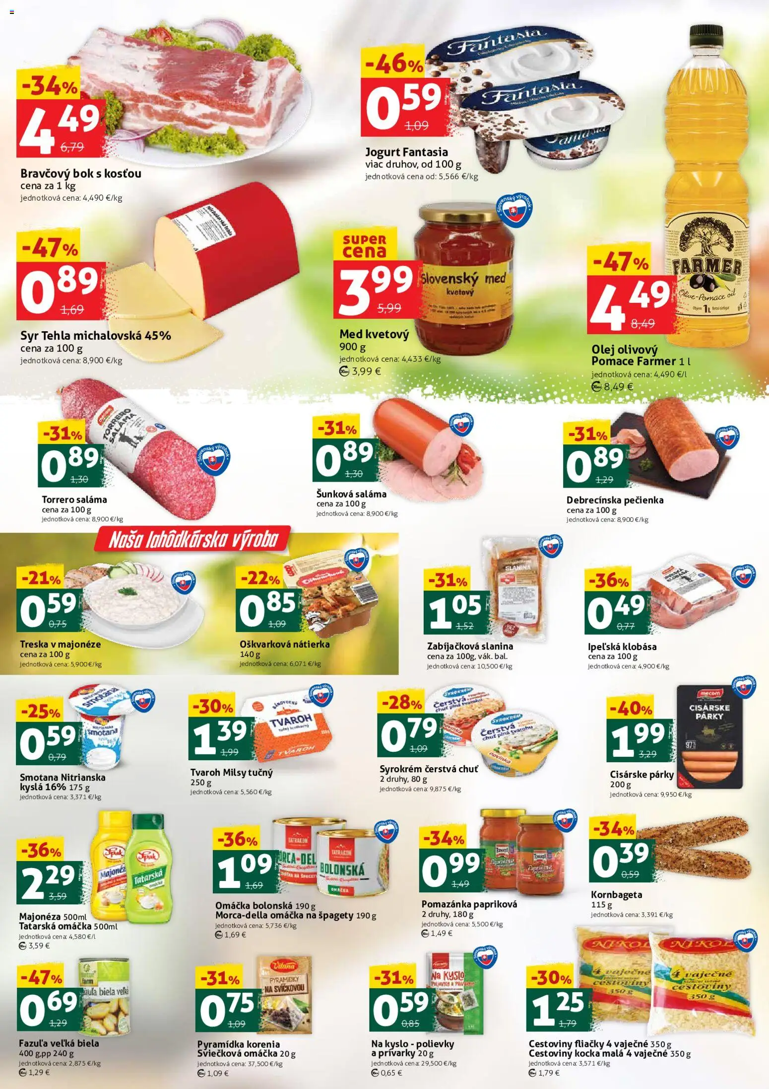 Nové COOP Jednota akcie – leták je platný od 20.02.2026 | Strana: 2 | Produkty: Slanina, Klobása, Tatárska omáčka, Med