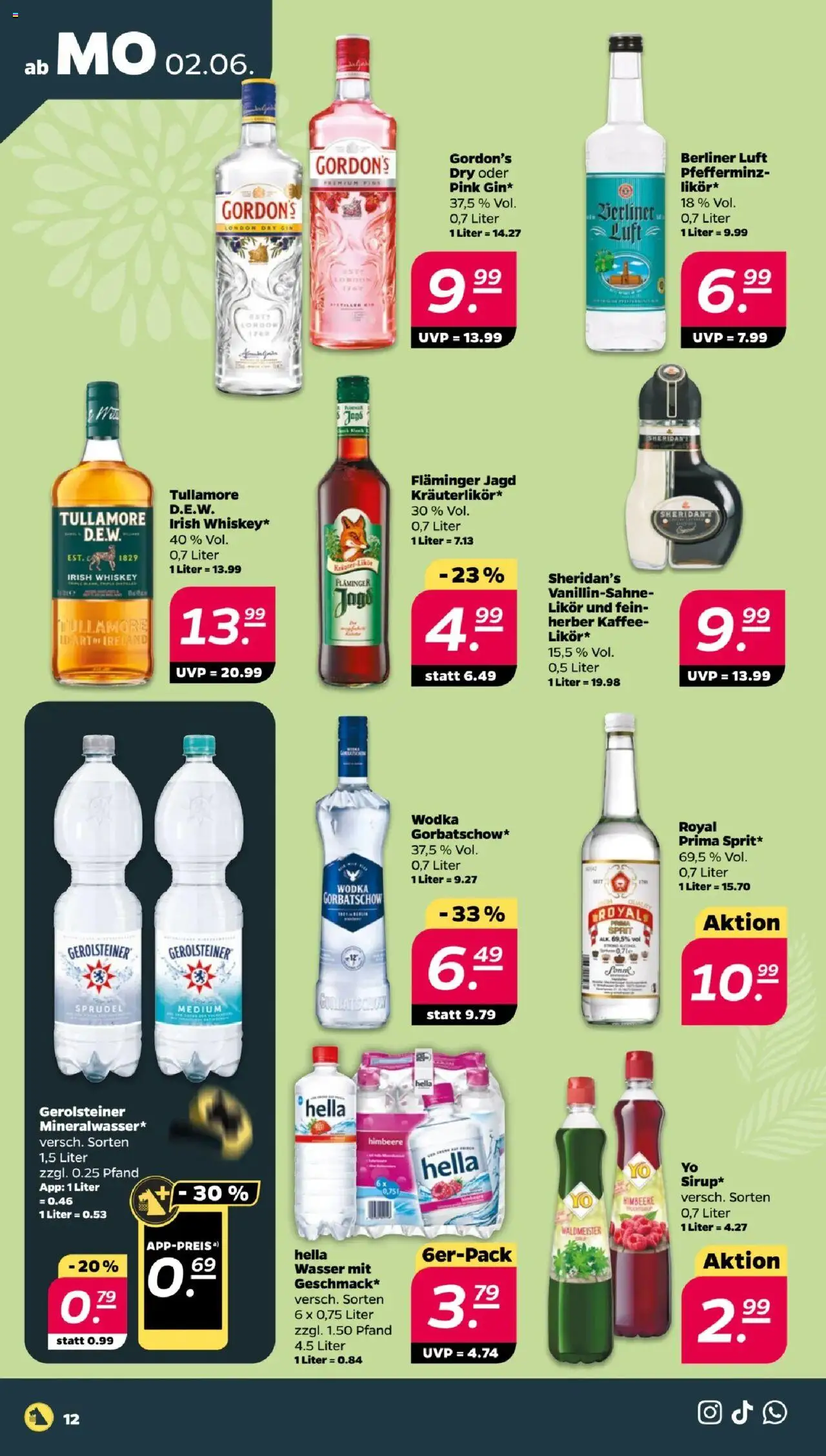 Netto Prospekt 	 - gültig ab dem 02.06.2025 | Seite: 12 | Produkte: Sirup, Wasser, Gin, Wodka