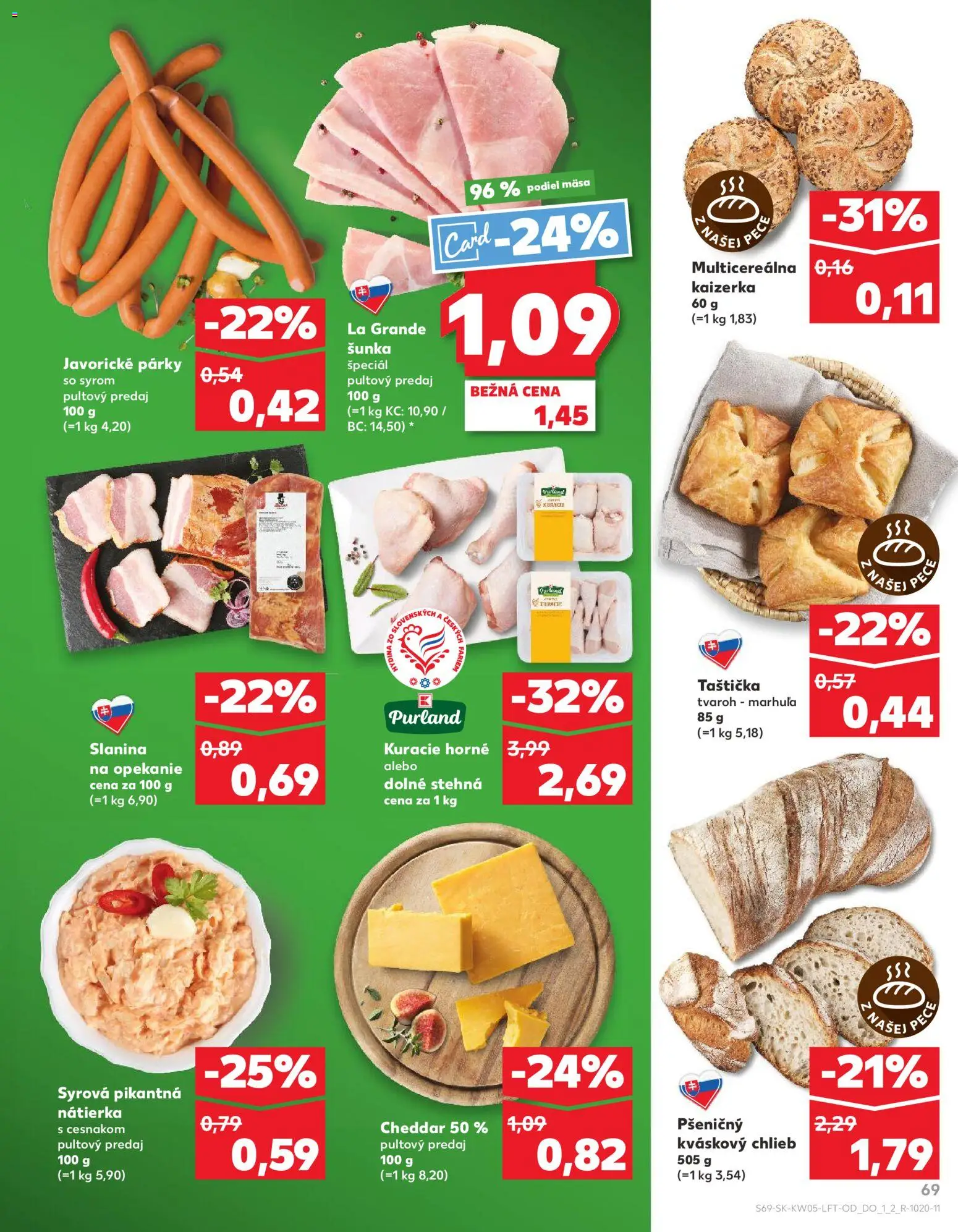Nové Kaufland akcie – leták je platný od 29.01.2026 | Strana: 69 | Produkty: Chlieb, Šunka, Tvaroh, Párky