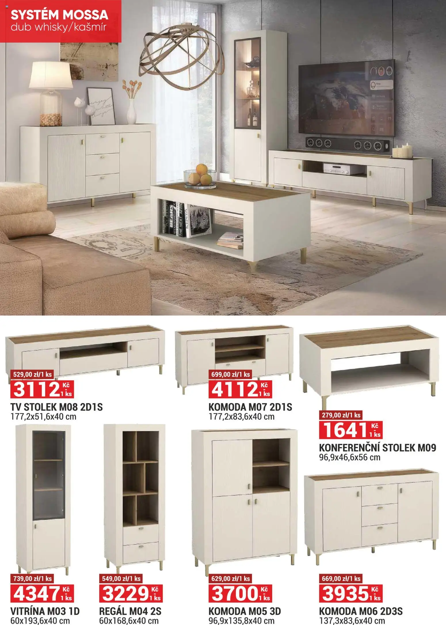 Merkury Market leták od 01.04.2026 | Strana: 18 | Produkty: Vitrína, Komoda, Konferenční stolek, Regál