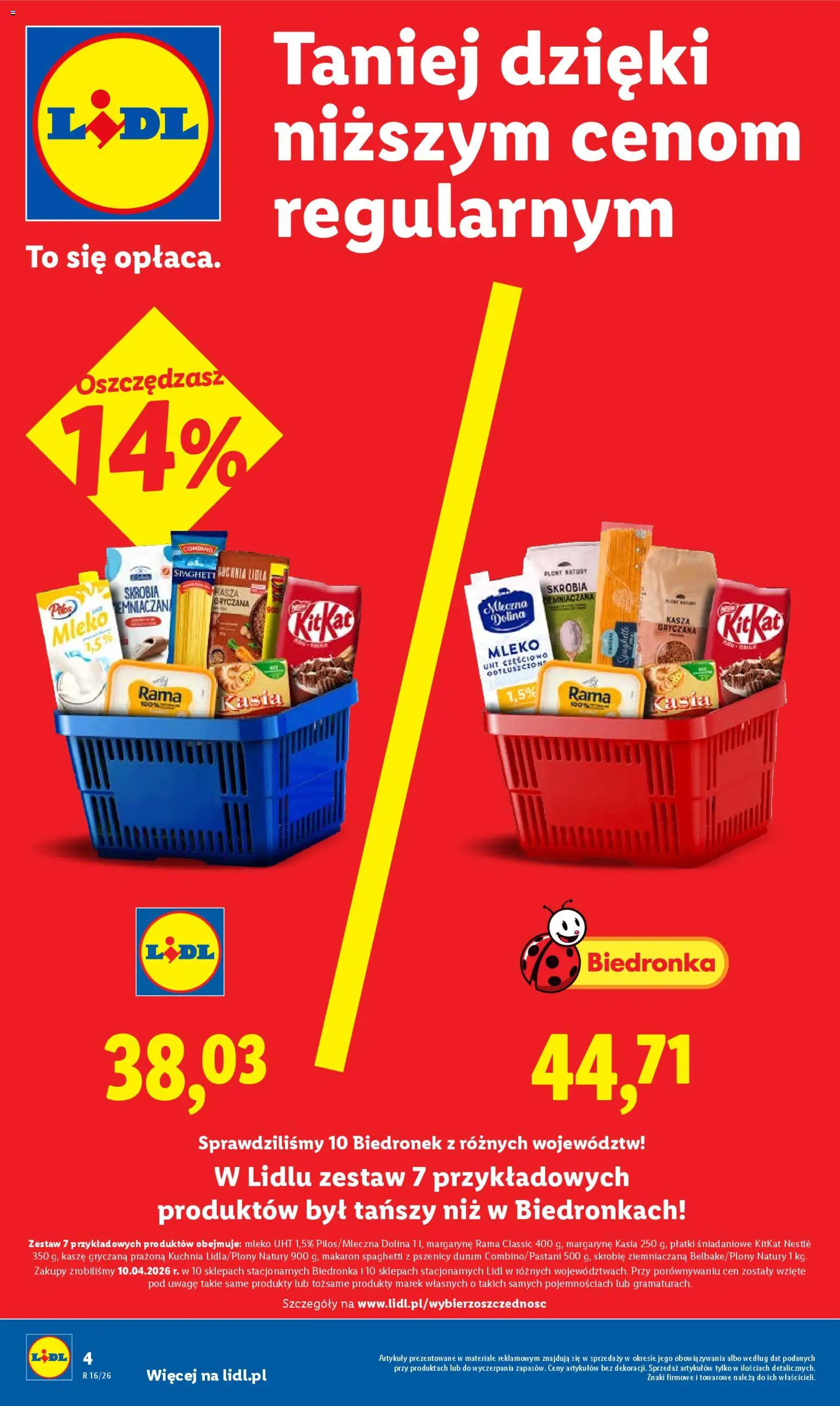Lidl gazetka od 23.04.2026 | Strona: 4 | Produkty: Margaryna kasia, Makaron spaghetti, Płatki śniadaniowe, Mleko