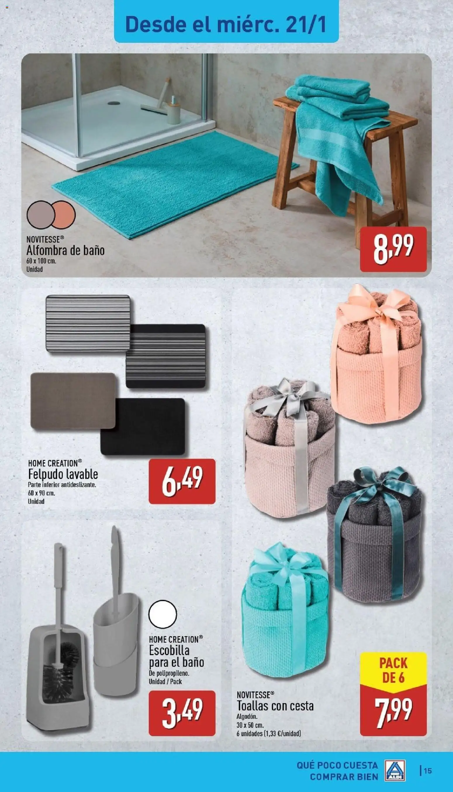 Aldi folleto Canarias │ válido desde el 19.01.2026 | Página: 15 | Productos: Baño, Cesta, Alfombra, Felpudo