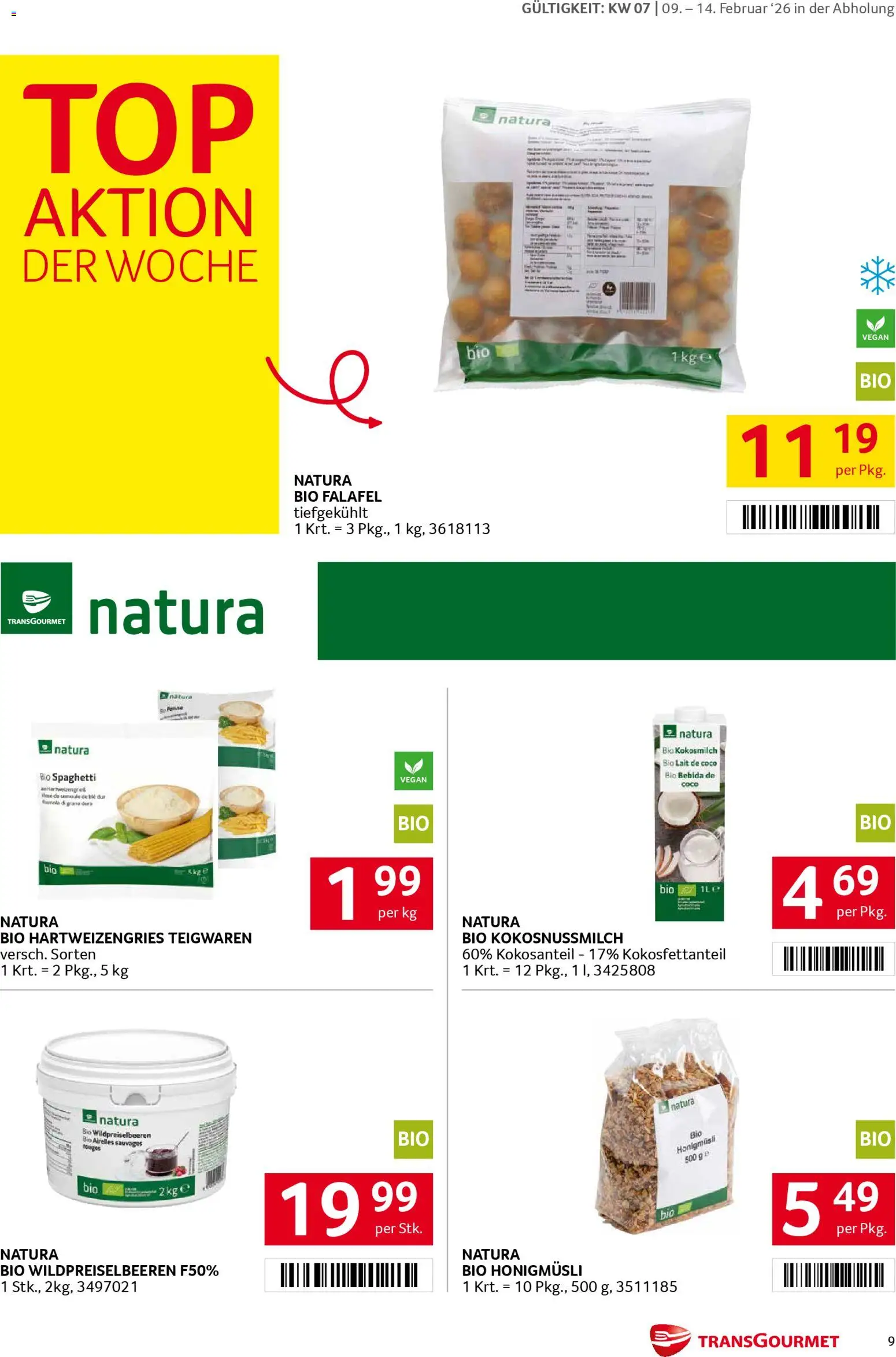 Transgourmet Flugblatt gültig ab 09.02.2026 | Seite: 9 | Produkte: Hajdina liszt