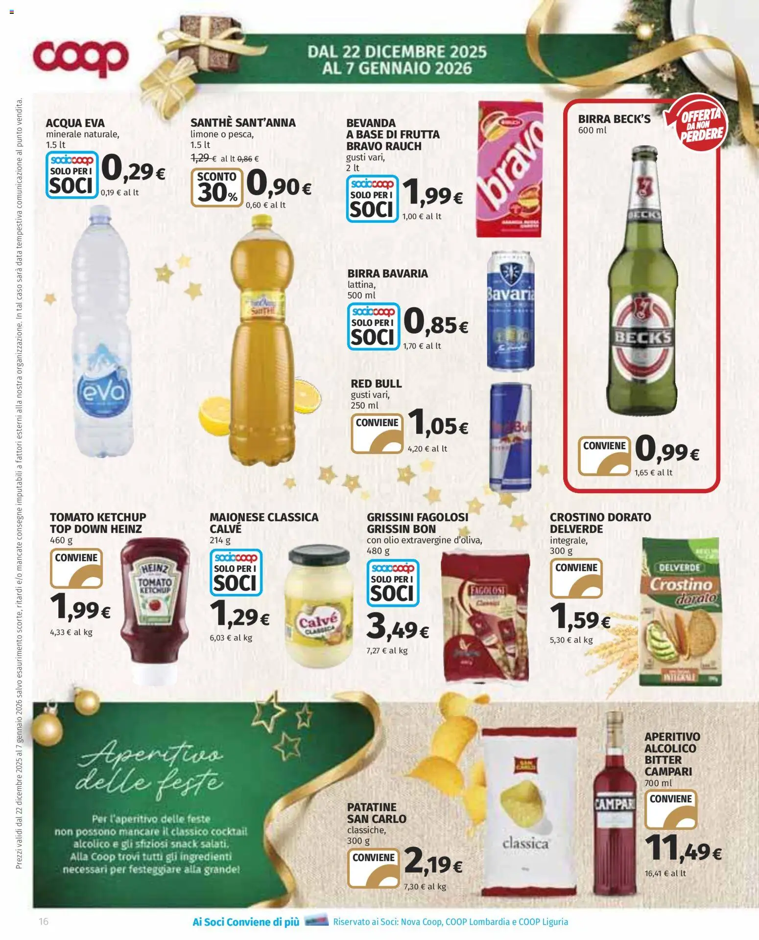 Volantino COOP del 22.12.2025 | Pagina: 16 | Prodotti: Birra, Acqua, Olio, Grissini