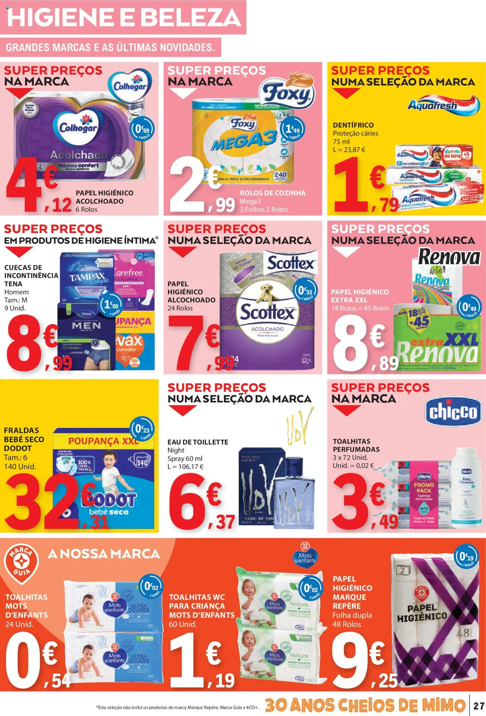 E.Leclerc folheto │ válido de 12.02.2026 | Página: 27 | Produtos: Papel higiénico, Fraldas, Cuecas