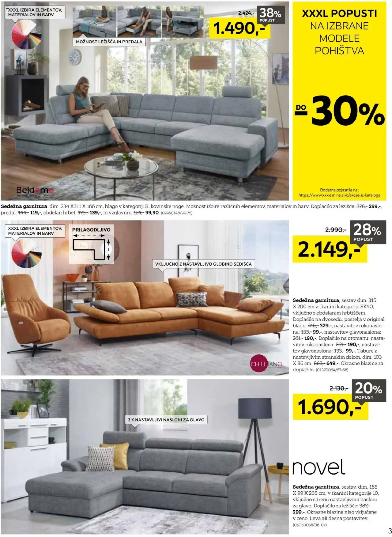 Novi XXXL Lesnina katalog ponudbe – veljaven od 30.09.2025 | Stran: 3 | Izdelki: Vzglavnik, Ležišče, Postelja, Tabure