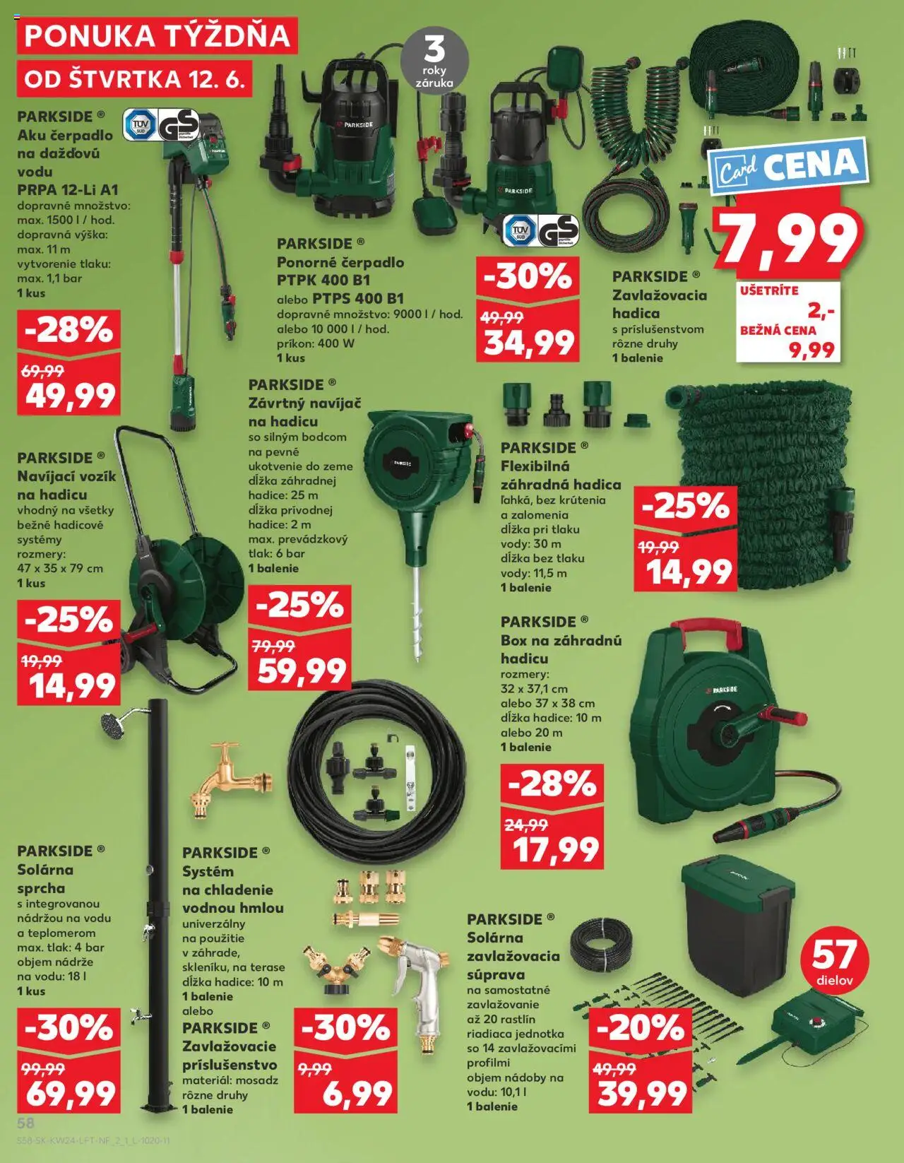 Nové Kaufland akcie – leták je platný od 12.06.2025 | Strana: 58 | Produkty: Ponorné čerpadlo, Čerpadlo, Aku, Parkside