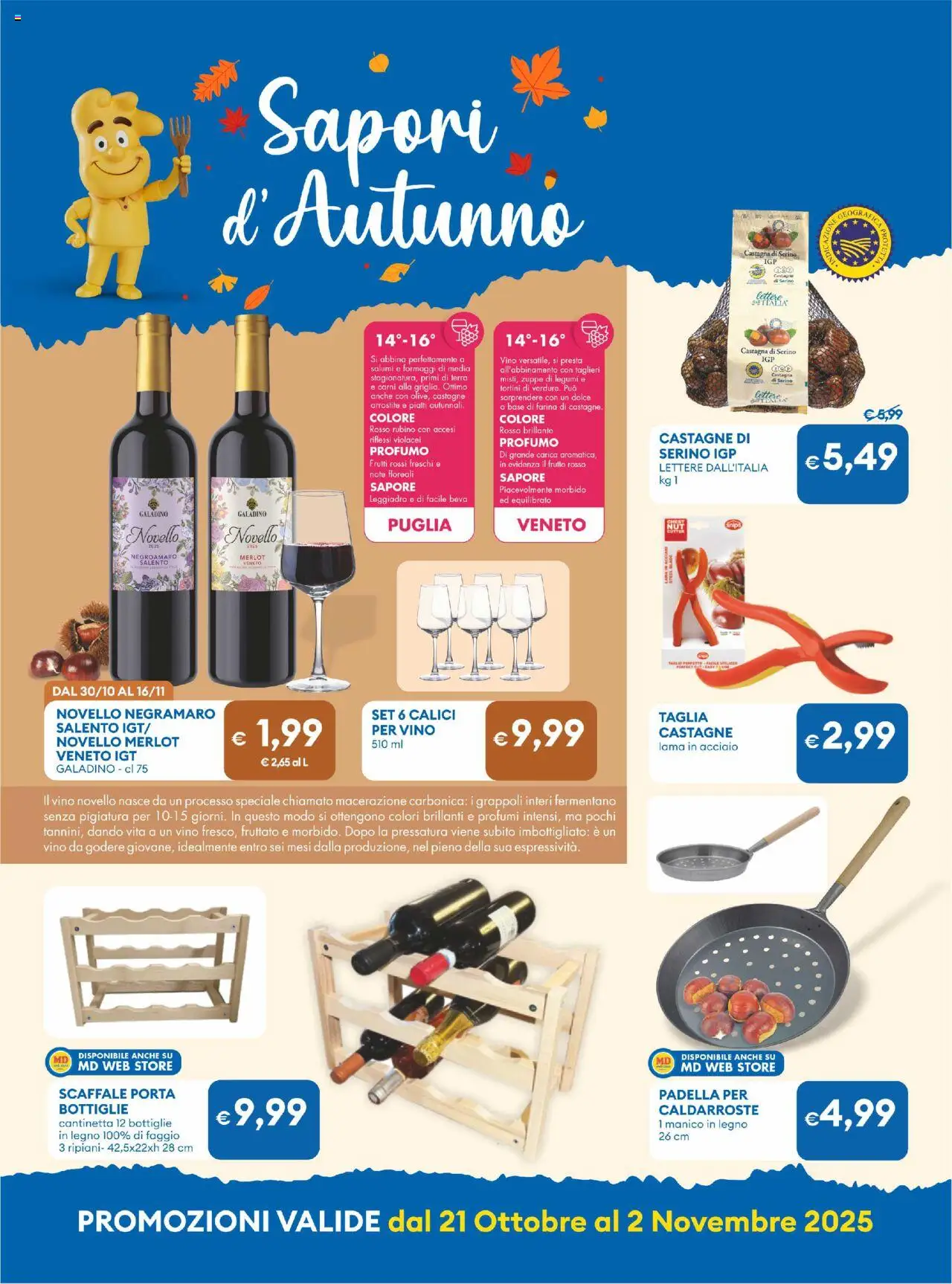 Volantino MD Discount del 21.10.2025 | Pagina: 10 | Prodotti: Vino, Farina, Padella, Terra
