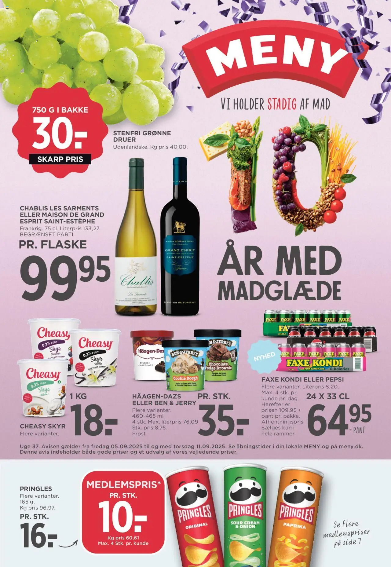 Meny tilbudsavis – gyldig fra 05.09.2025 | Side: 1 | Produkter: Rammer, Skyr, Faxe Kondi, Pepsi