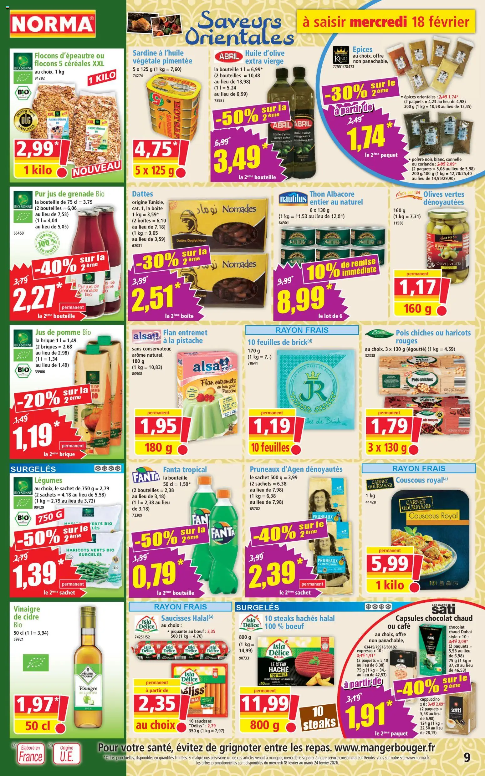 {H1} | Page: 9 | Produits: Olives, Sardines, Vinaigre, Jus