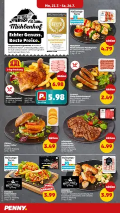 Penny Prospekt 	 - gültig ab dem 21.07.2025 | Seite: 4 | Produkte: Hahnchenschenkel, Paprika, Wurst, Fleisch