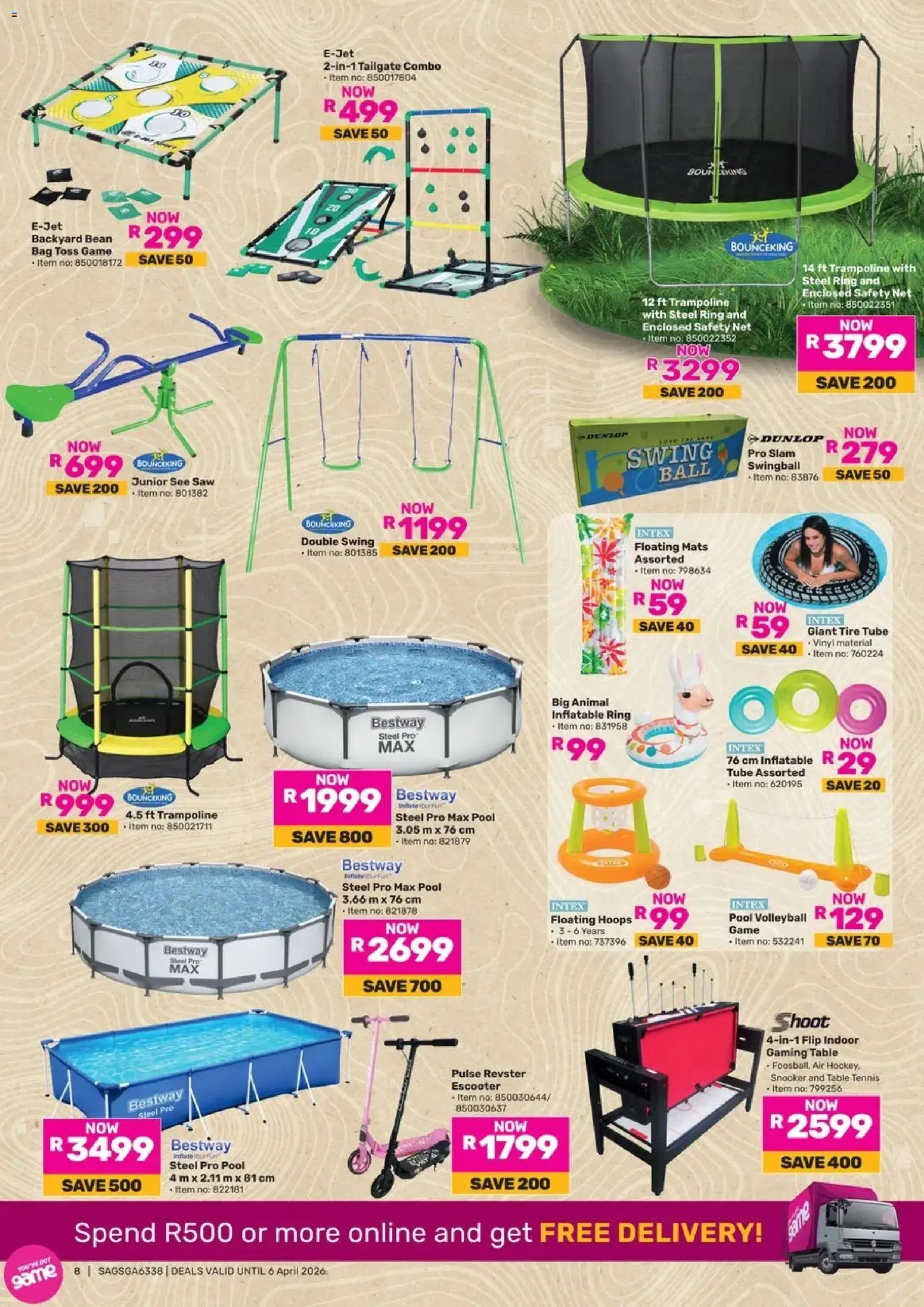 New Game catalogue – valid from 05.03.2026 | Page: 8 | Products: Bag, Table