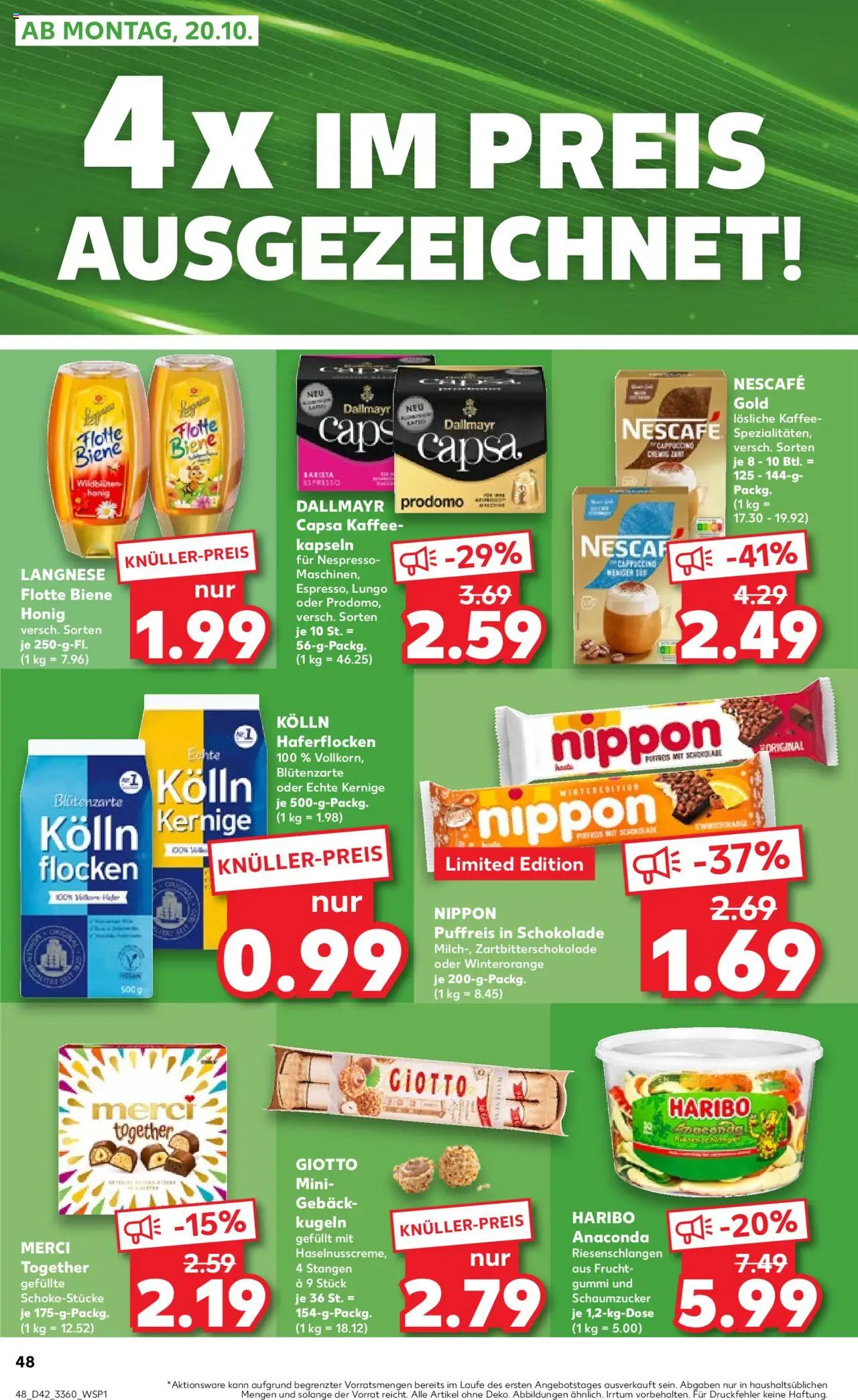 Kaufland prospekt Frankfurt (Oder)	 – gültig ab 16.10.2025 | Seite: 48 | Produkte: Langnese, Dallmayr, Nescafe gold, Flocken