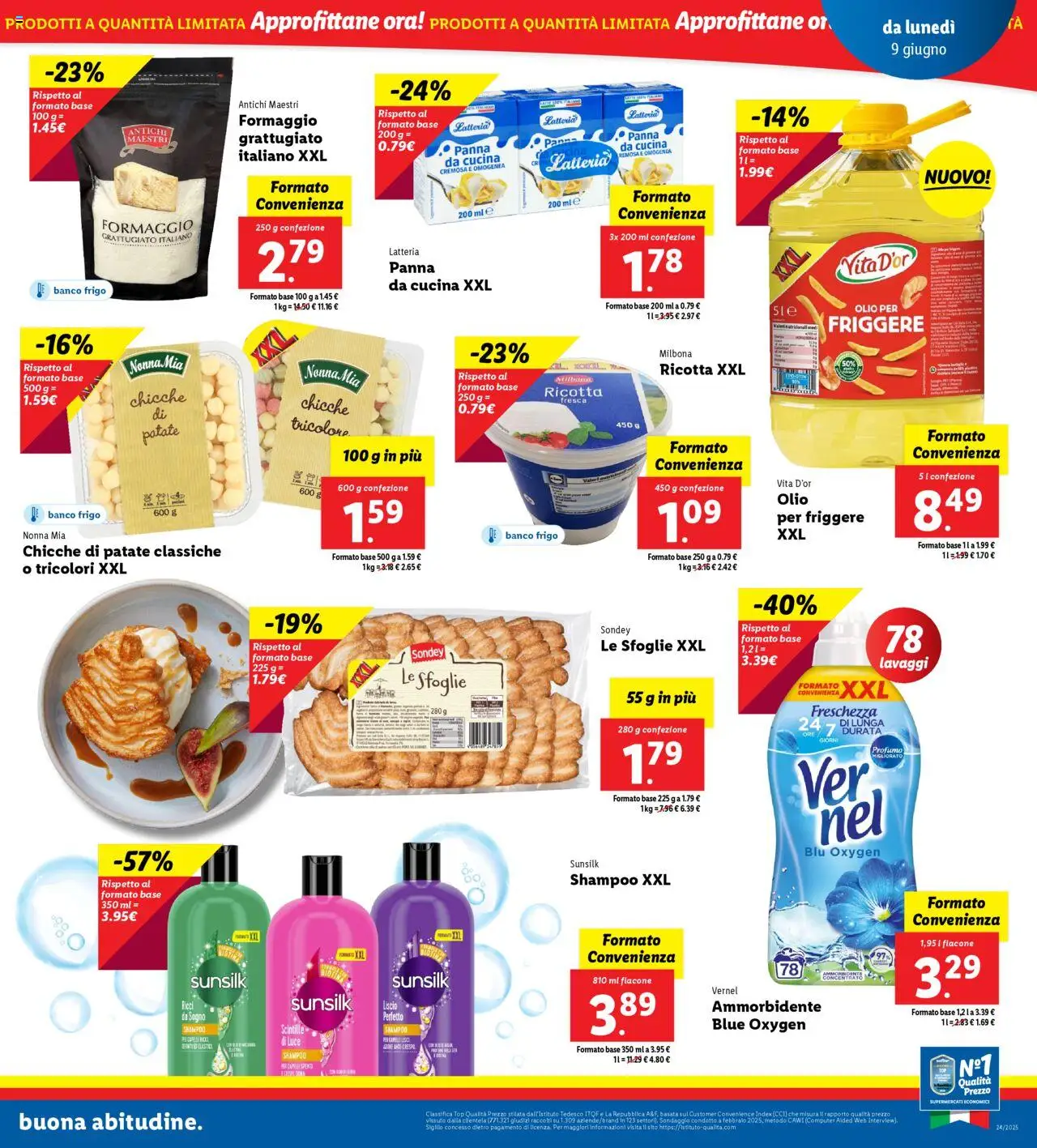Volantino Lidl del 09.06.2025 | Pagina: 3 | Prodotti: Ammorbidente, Patate, Formaggio, Top