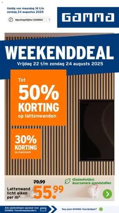 GAMMA - Weekenddeal - Voorbeeld van een folder van GAMMA, geldig van 22.08.2025