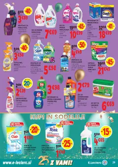 E.leclerc katalog akcije – veljaven od 22.10.2025 | Stran: 29 | Izdelki: Mehčalec, Robčki, Mehcalec za perilo, Detergent