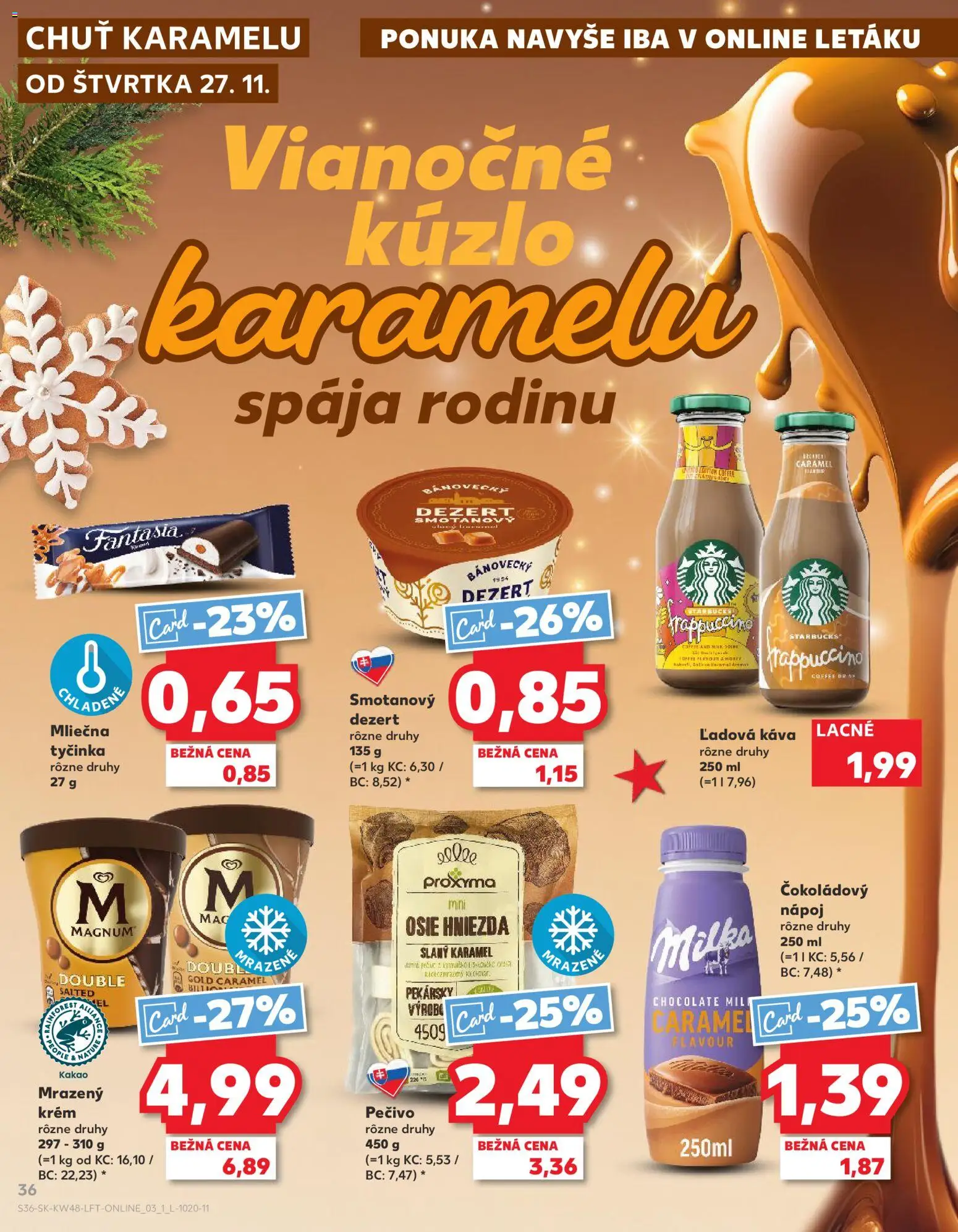 Nové Kaufland akcie – leták je platný od 27.11.2025 | Strana: 36 | Produkty: Káva, Magnum, Krém, Kakao