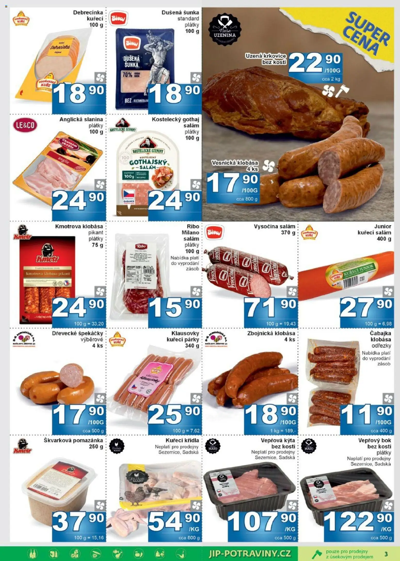 Jip leták od 22.04.2026 | Strana: 3 | Produkty: Anglická slanina, Kuřecí Křídla, Vysočina, Slanina