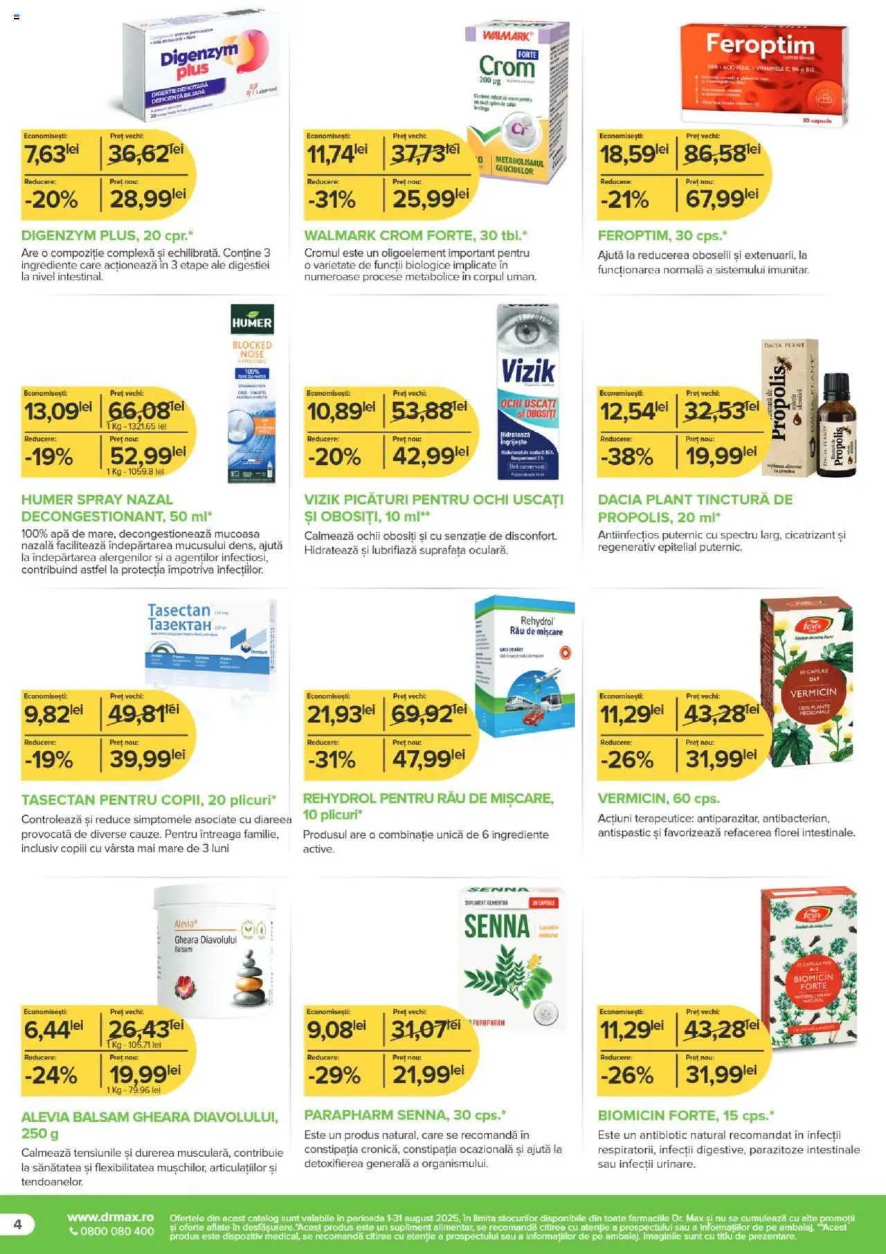 Catalog Dr.Max – valabil de la 01.08.2025 | Pagină: 4 | Produse: Balsam, Apă, Propolis
