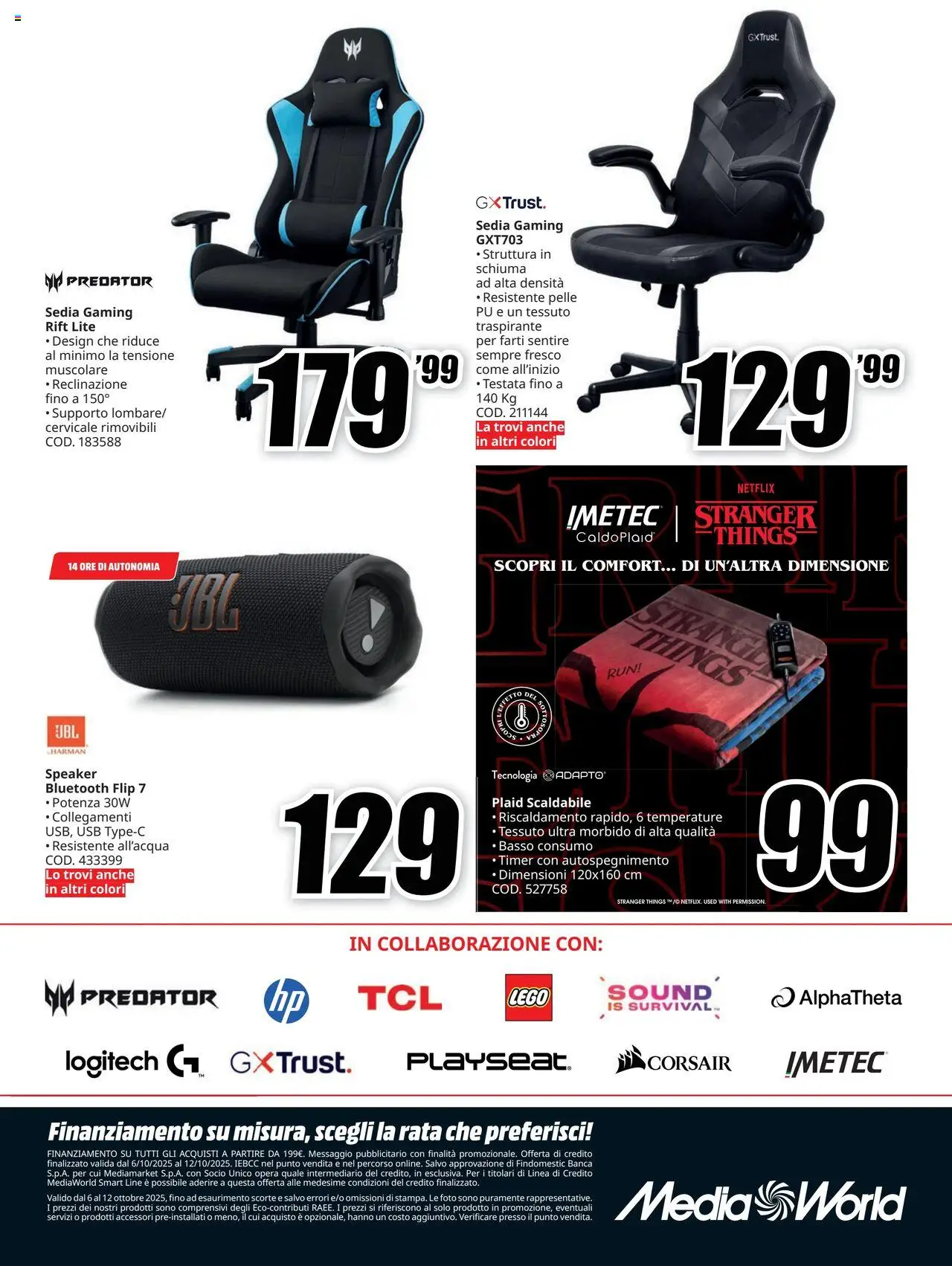 Volantino Media World del 06.10.2025 | Pagina: 4 | Prodotti: Plaid, Speaker, USB, Sedia