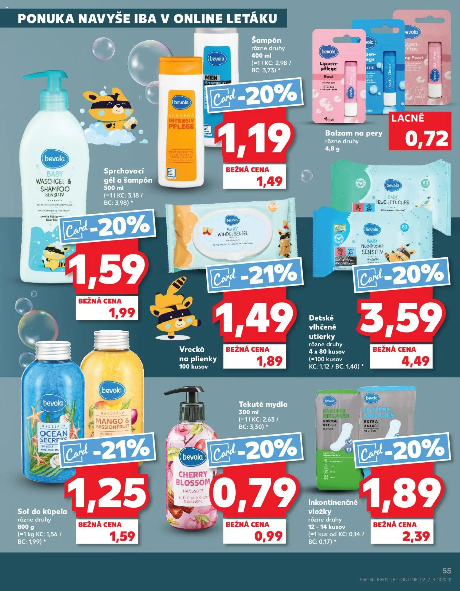 Nové Kaufland akcie – leták je platný od 19.03.2026 | Strana: 55 | Produkty: Šampón, Mydlo, Soľ, Plienky