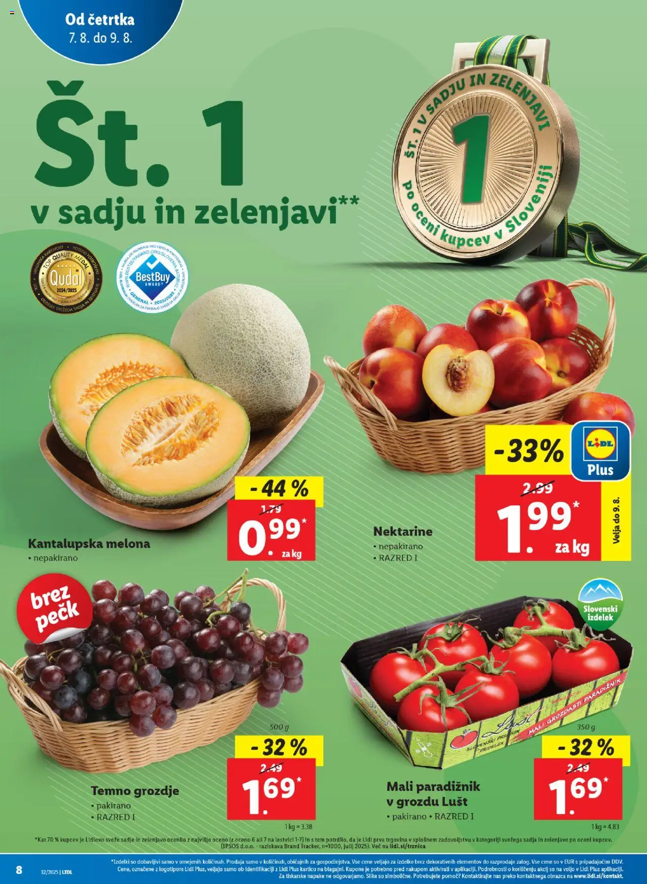 Lidl katalog │ velja od 07.08.2025 | Stran: 10 | Izdelki: Grozdje, Paradiznik, Nektarine, Sadje