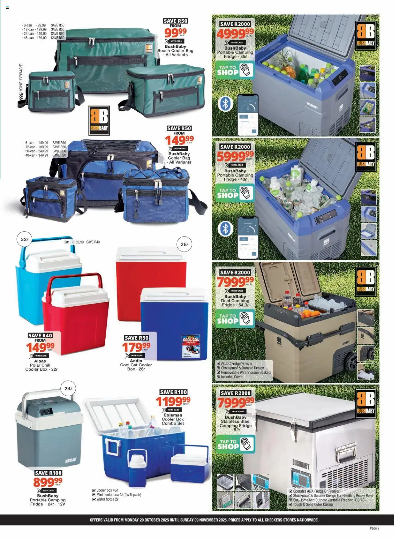 New Checkers catalogue – valid from 20.10.2025 | Page: 9 | Products: Bag, Box, Tap, Water