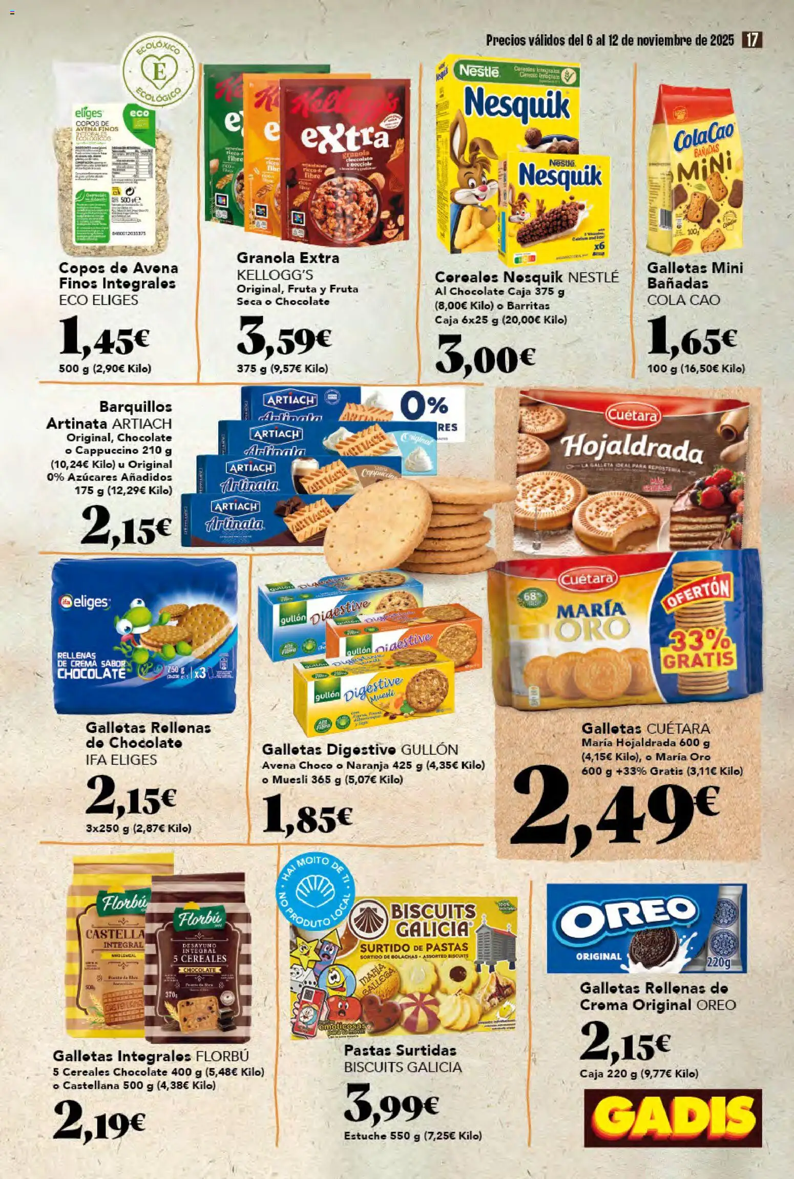 Gadis - folleto │ válido desde el 06.11.2025 | Página: 17 | Productos: Chocolate, Cereales, Copos, Galletas rellenas