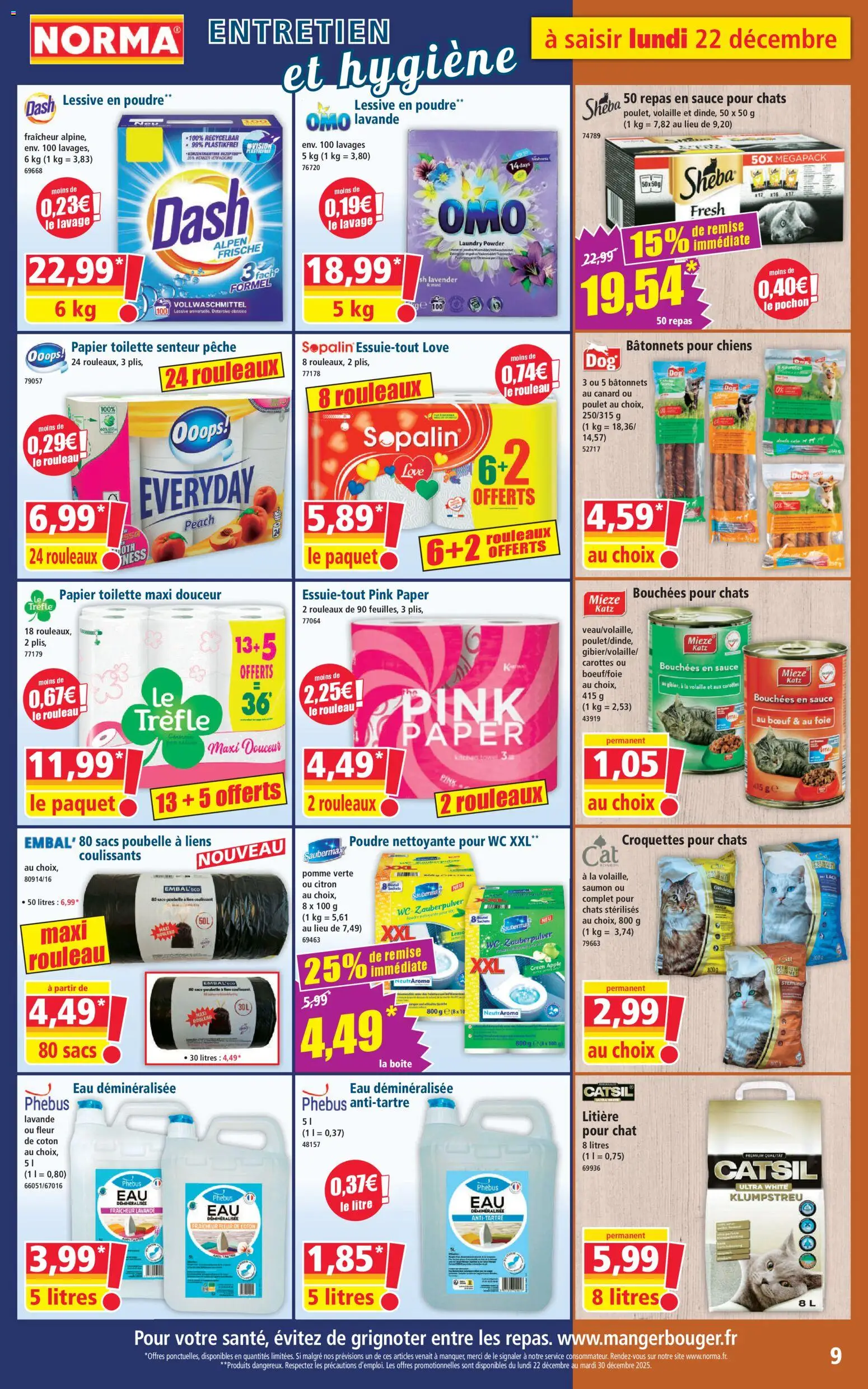 {H1} | Page: 9 | Produits: Pêche, Litière, Lessive en poudre, Saumon