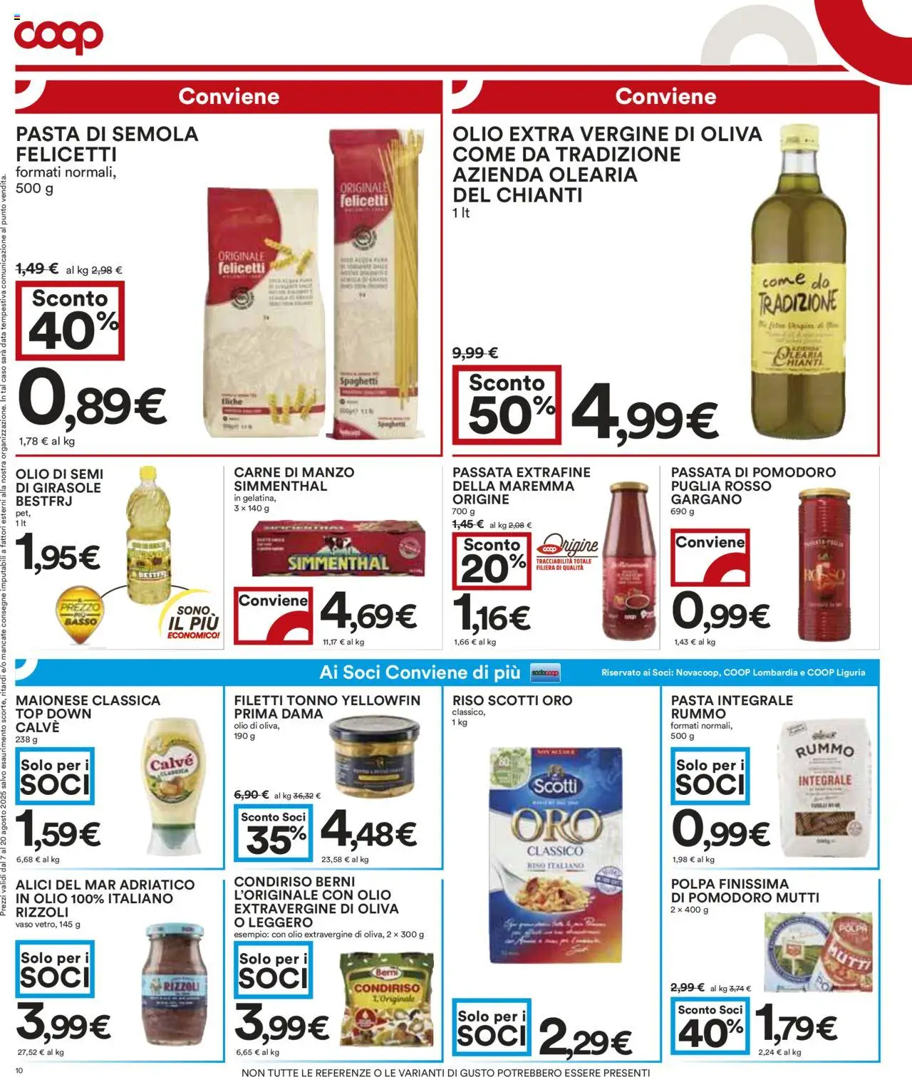 Volantino COOP del 07.08.2025 | Pagina: 10 | Prodotti: Olio, Top, Alici, Vaso
