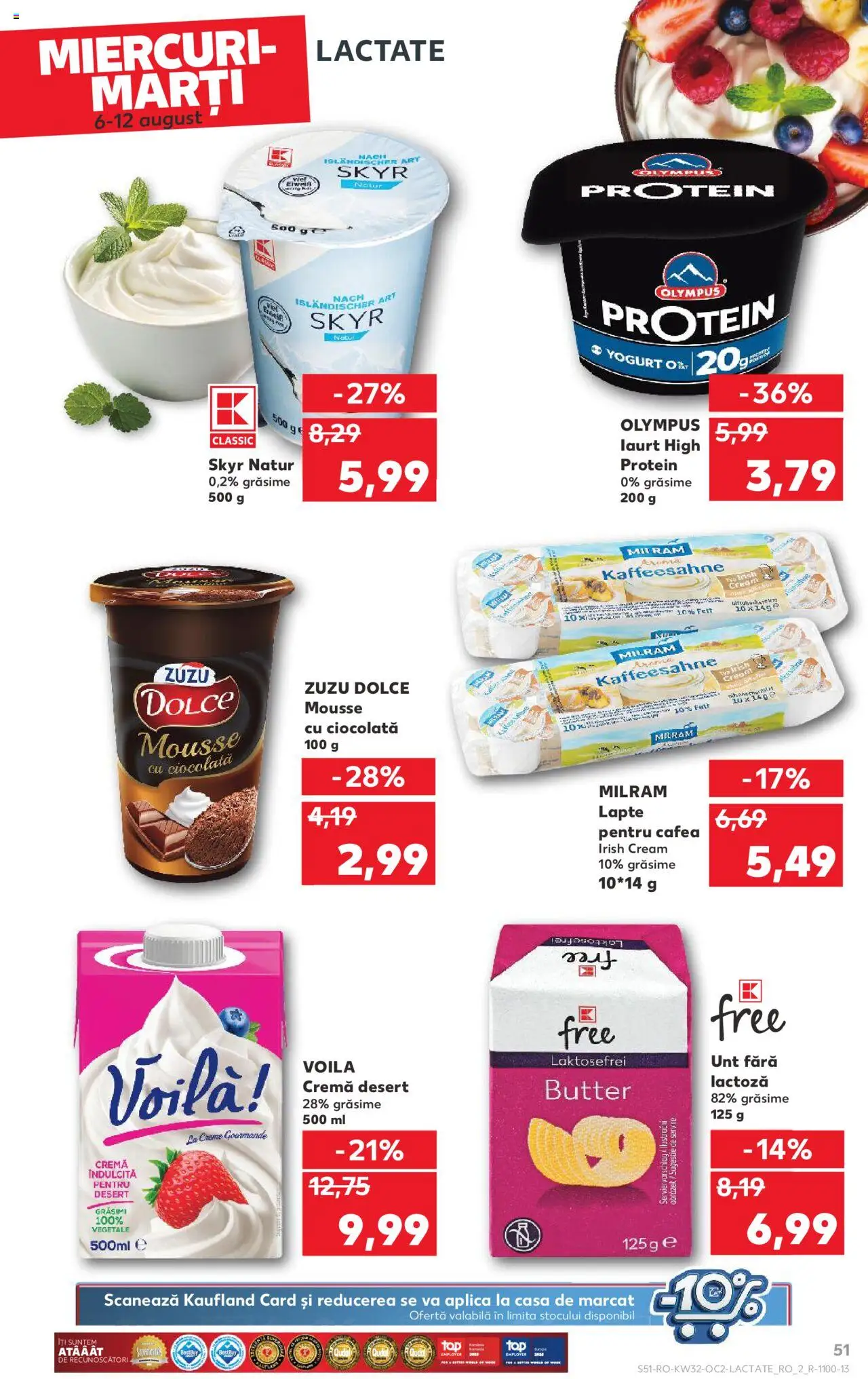 Catalog Kaufland - Tulcea – valabil de la 06.08.2025 | Pagină: 51 | Produse: Lapte, Unt, Cremă, Cafea