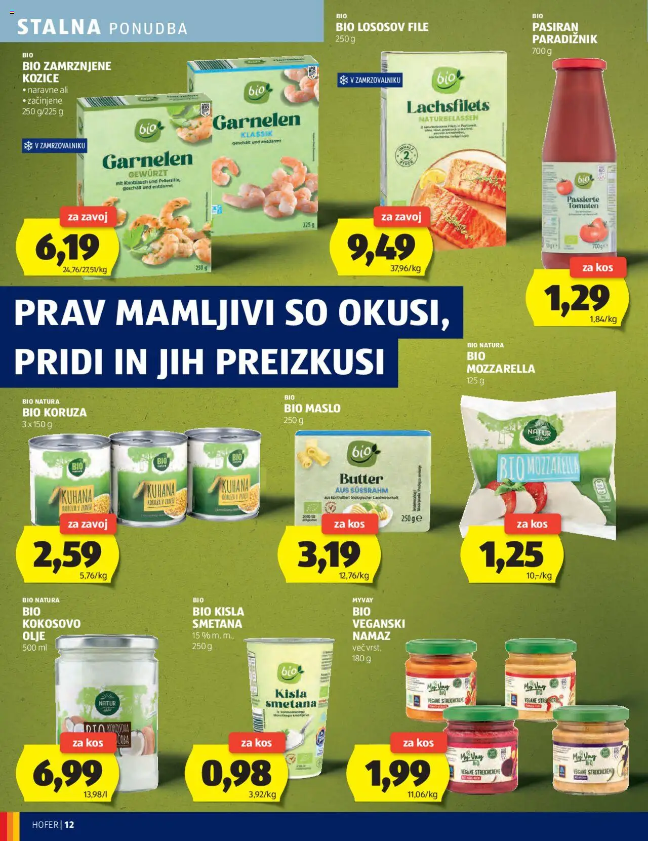 Novi Hofer katalog ponudbe – veljaven od 02.10.2025 | Stran: 12 | Izdelki: Koruza, Namaz, Maslo, Smetana