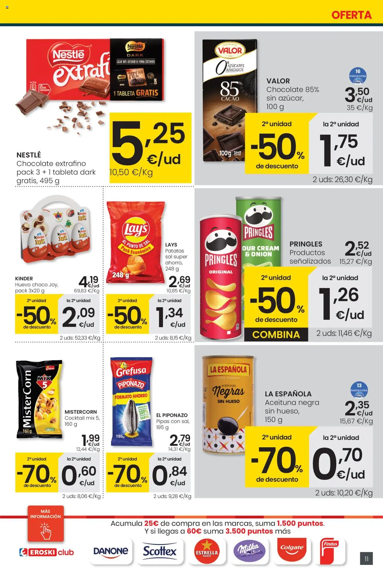 Eroski - Supermercados │ válido desde el 31.07.2025 | Página: 11 | Productos: Chocolate, Tableta, Φρυγανιές σικάλεως