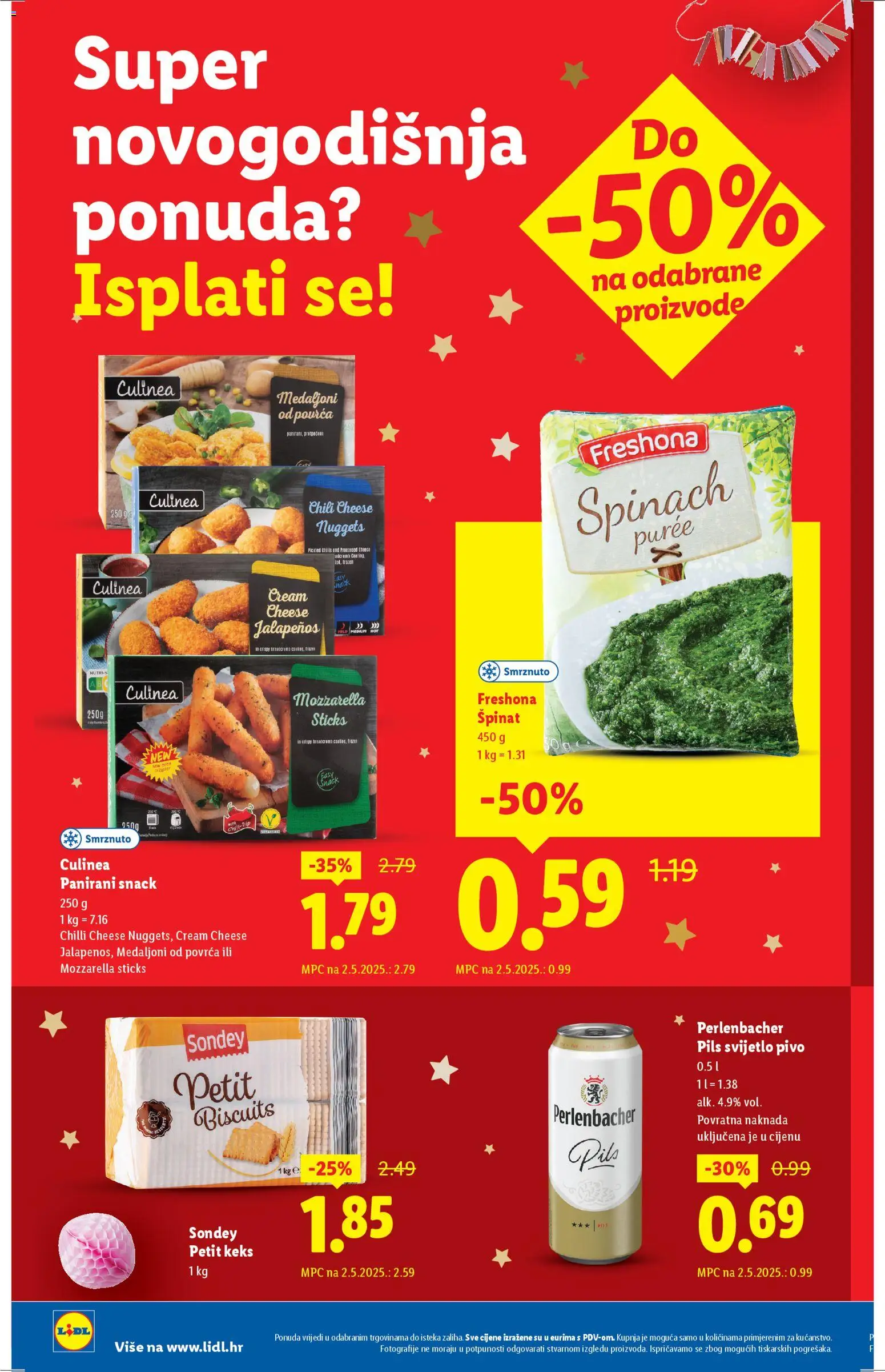 Lidl katalog | vrijedi od 27.12.2025 | Stranica: 2 | Proizvodi: Špinat, Mozzarella, Pivo, Keks