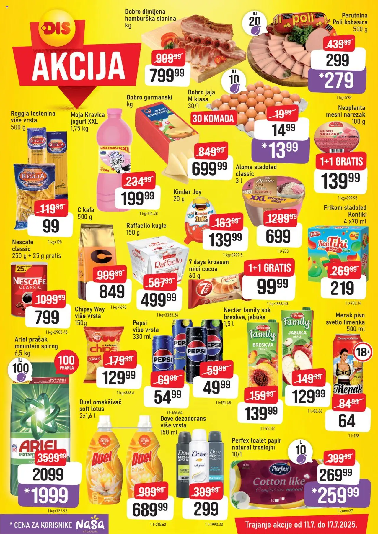 DIS katalog - važi od 11.07.2025 | Strana: 5 | Proizvode: Sladoled, Moja kravica, Slanina, Nescafé