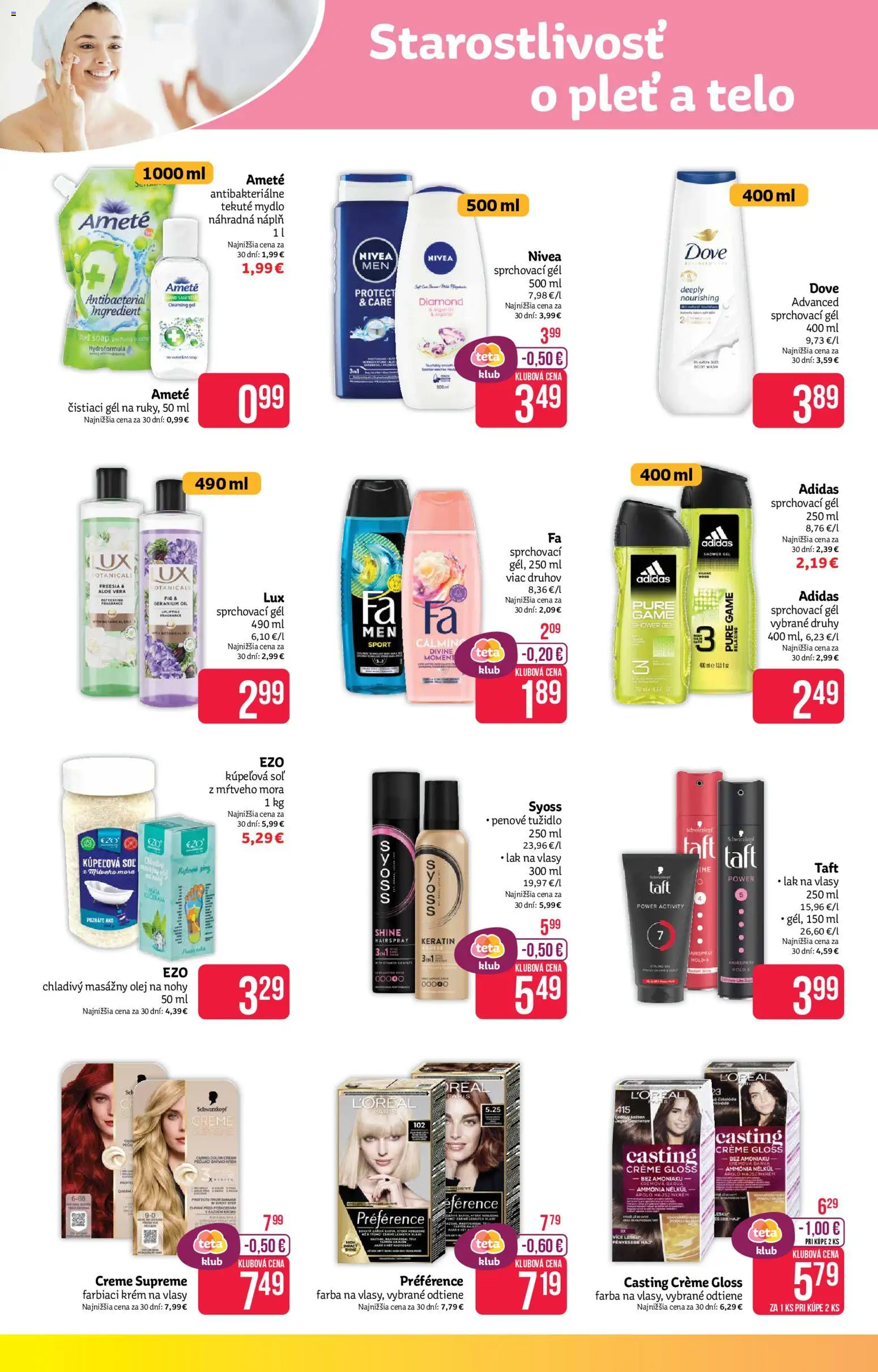 Nové Teta drogerie akcie – leták je platný od 07.01.2026 | Strana: 6 | Produkty: Olej, Nivea, Mydlo, Krém
