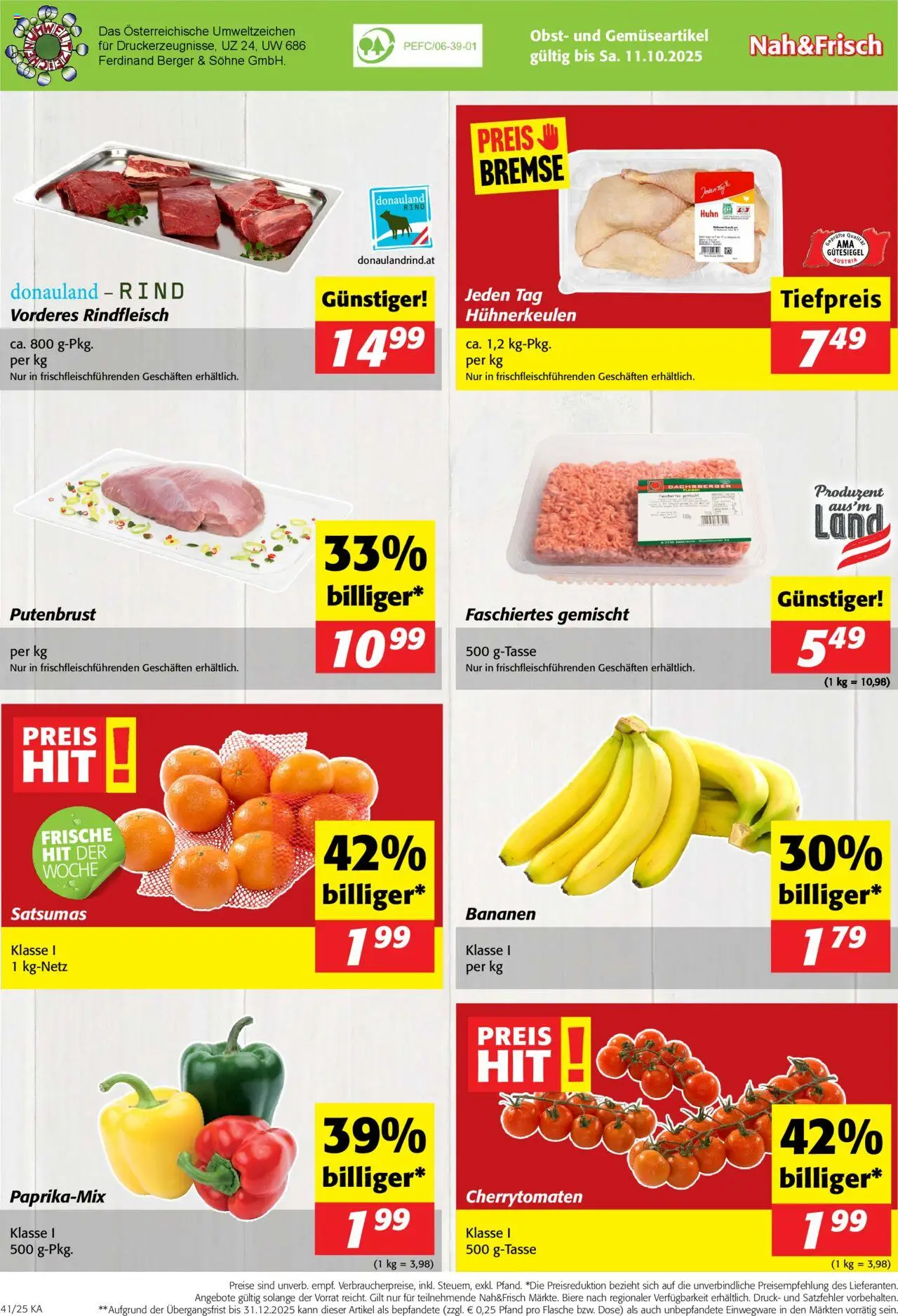 Nah und Frisch Flugblatt gültig ab 08.10.2025 | Seite: 8 | Produkte: Obst, Bananen, Rindfleisch