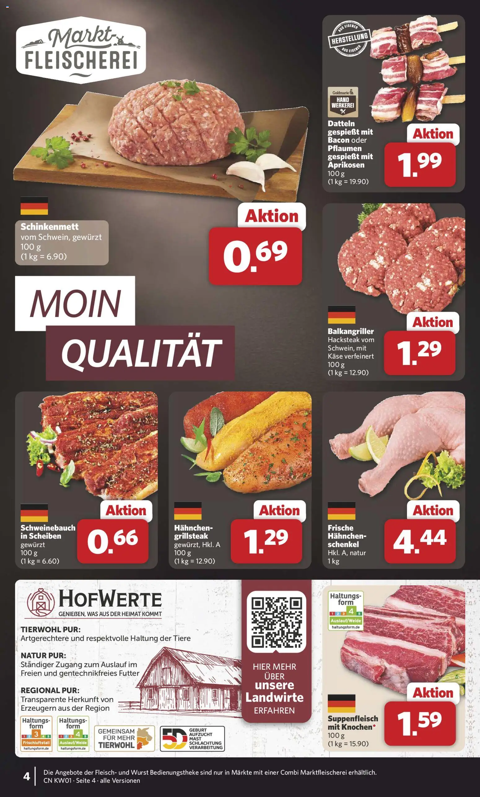 Combi Prospekt 	 – gültig ab 29.12.2025 | Seite: 4 | Produkte: Pflaumen, Käse, Suppenfleisch, Fleisch