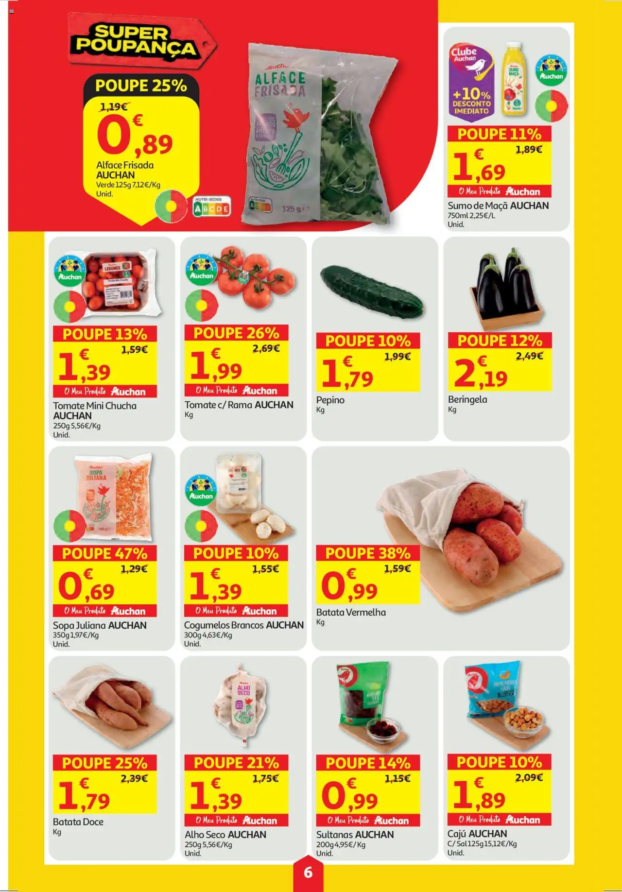 Auchan folheto │ válido de 18.09.2025 | Página: 6 | Produtos: Sopa, Maça, Sumo, Alface