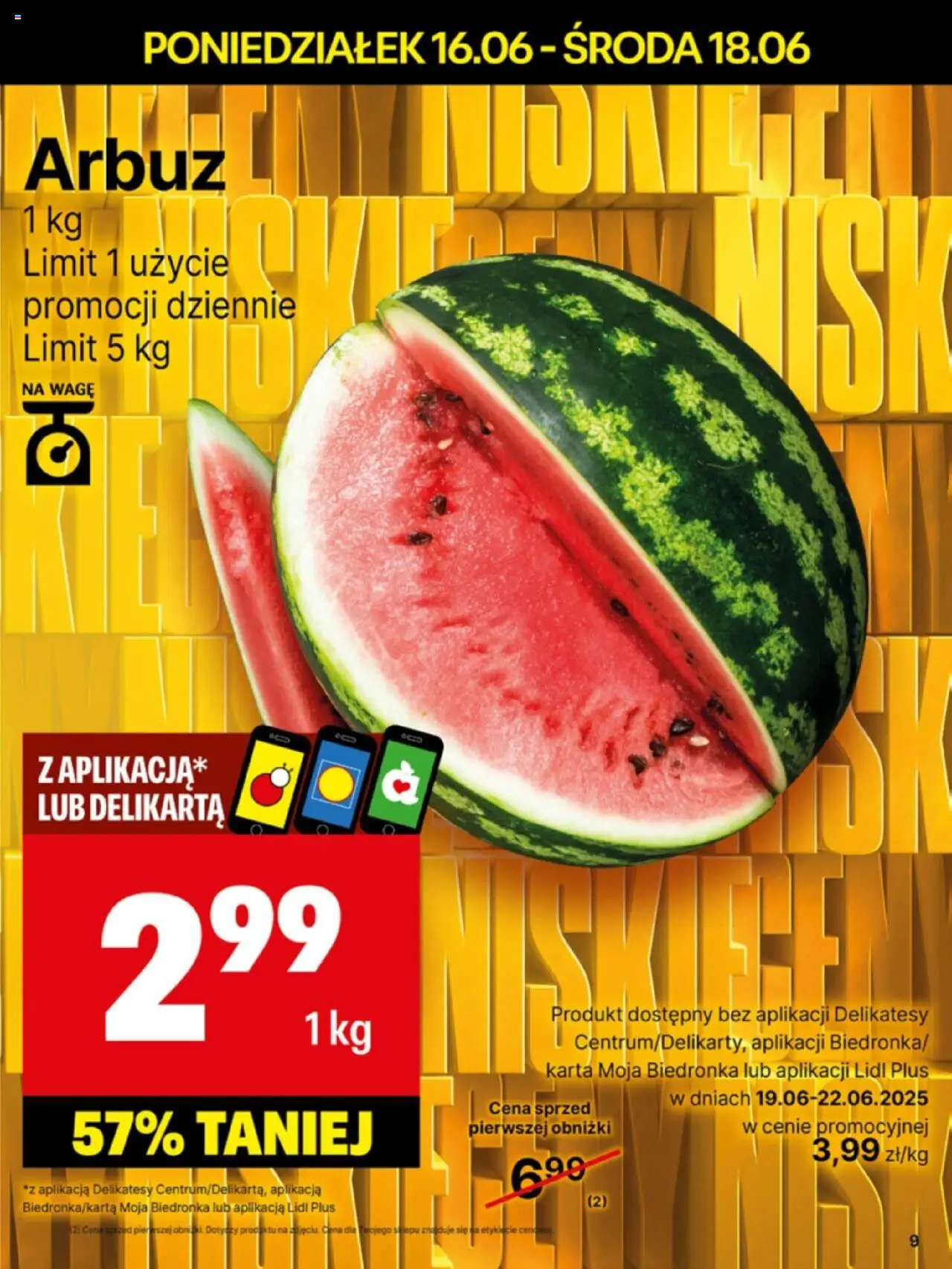 Delikatesy Centrum Gazetka od 16.06.2025 | Strona: 9 | Produkty: Karta, Arbuz, Delikatesy