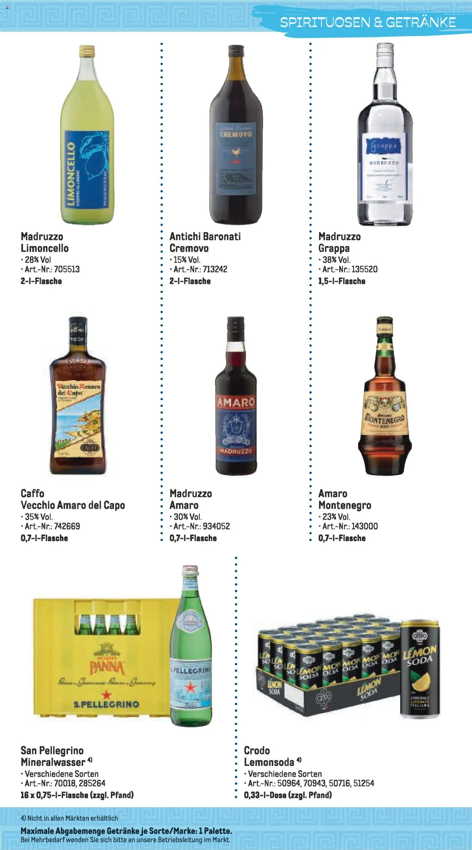 Metro Highlights Mediterrane Gastronomie – gültig ab 01.02.2026 | Seite: 15 | Produkte: Mineralwasser, Limoncello