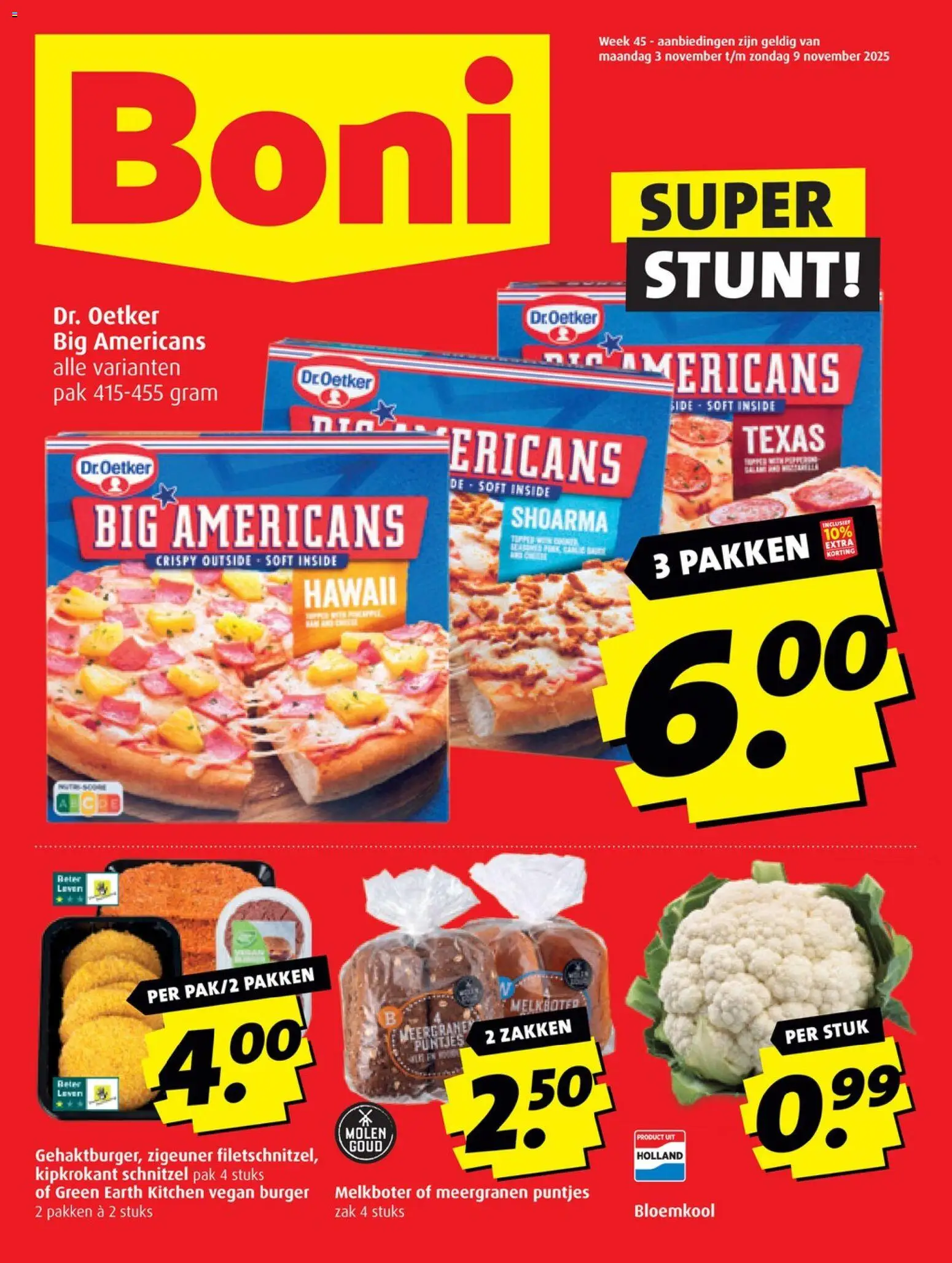 {H1} | Pagina: 1 | Producten: Bloemkool, Schnitzel, Zak