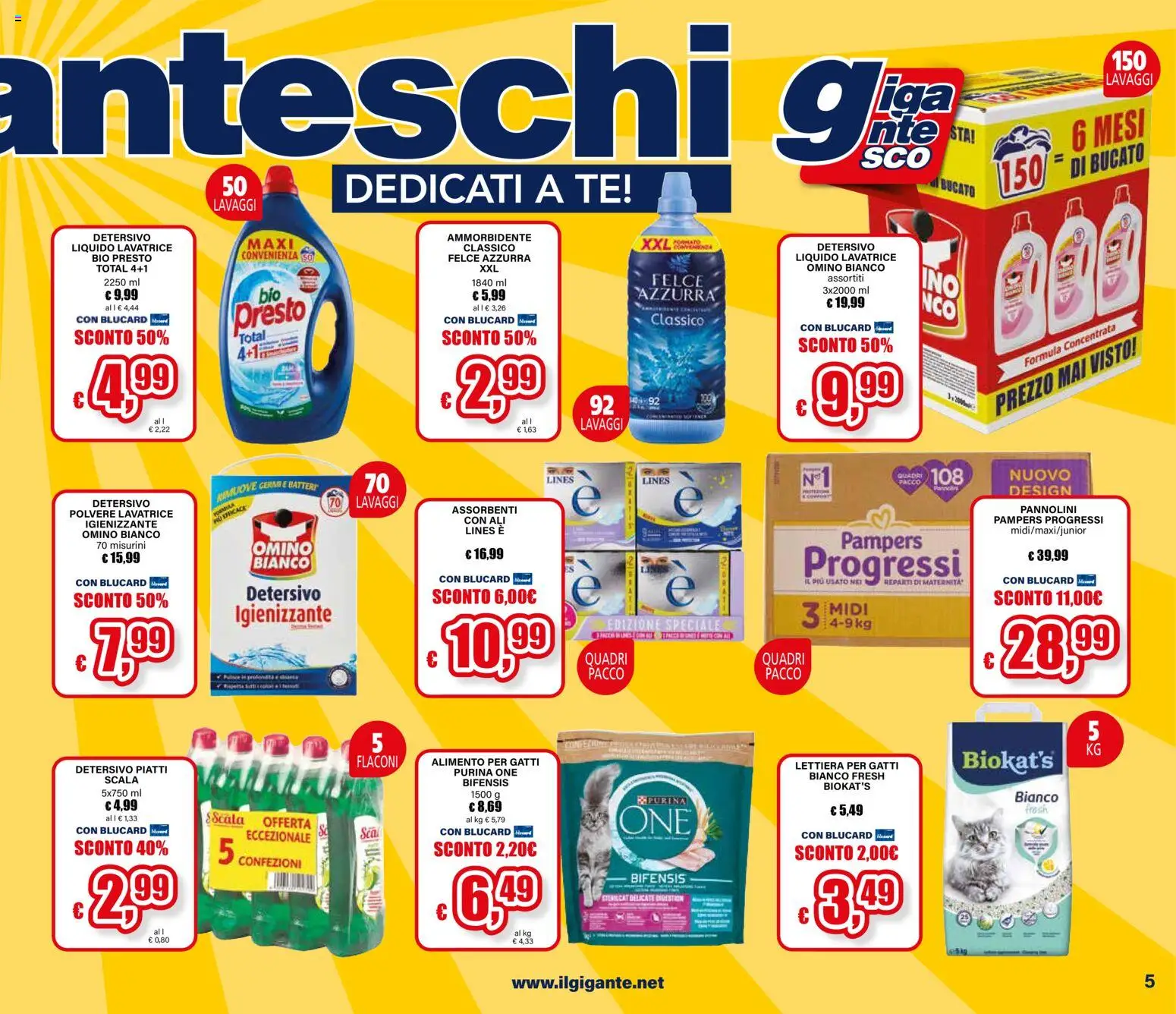 Volantino Il Gigante del 12.03.2026 | Pagina: 5 | Prodotti: Pannolini, Lettiera per gatti, Lavatrice, Scala