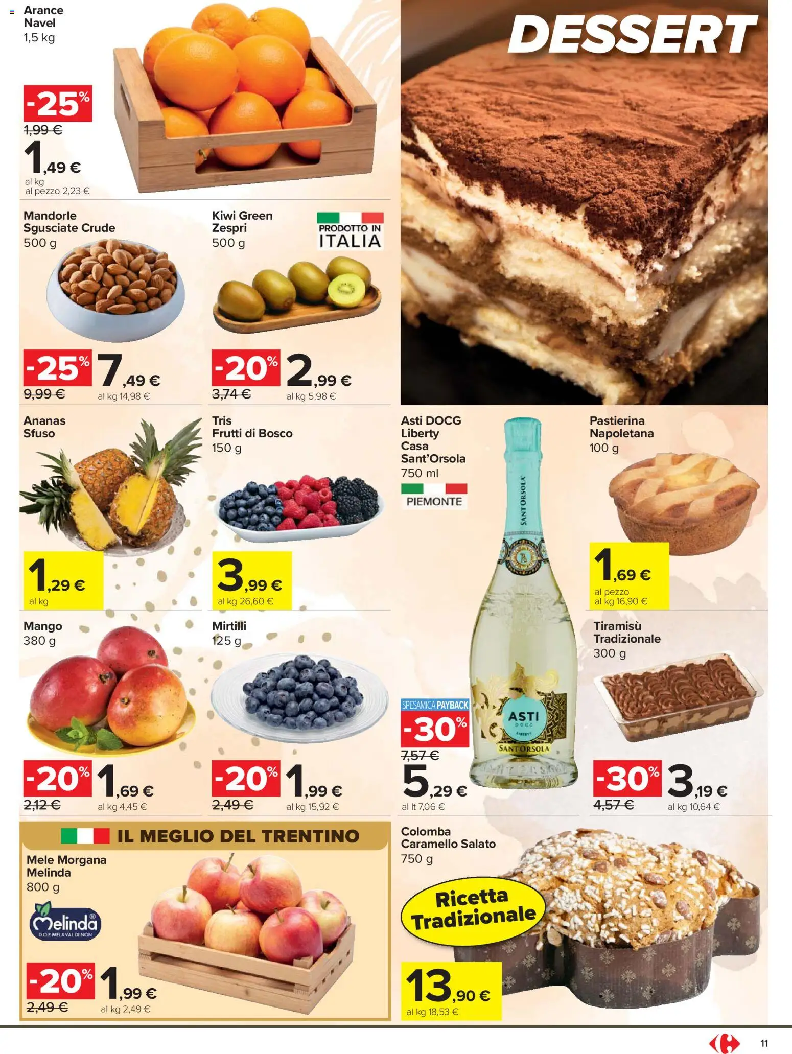 Volantino Carrefour del 24.03.2026 | Pagina: 11 | Prodotti: Mele, Arance, Ananas, Mandorle