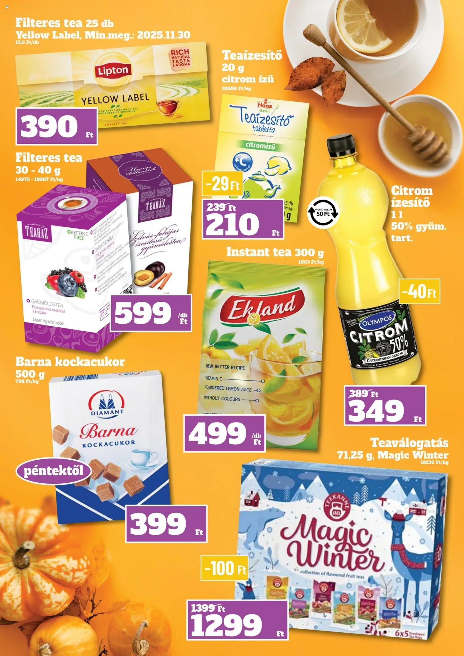 Family Diszkont akciós ujság - amely érvényes a következő dátumtól: 30.10.2025 | Oldal: 4 | Termékek: Kockacukor, Gyümölcstea, Vitamin c, Tea