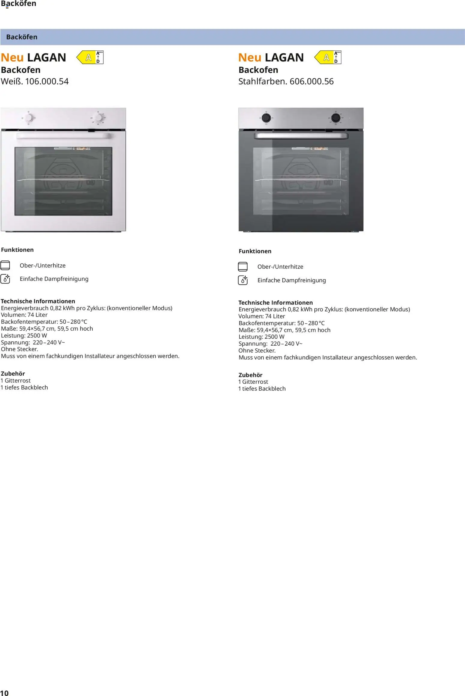 Ikea Elektrogeräte – gültig ab 10.04.2026 | Seite: 10 | Produkte: Backofen
